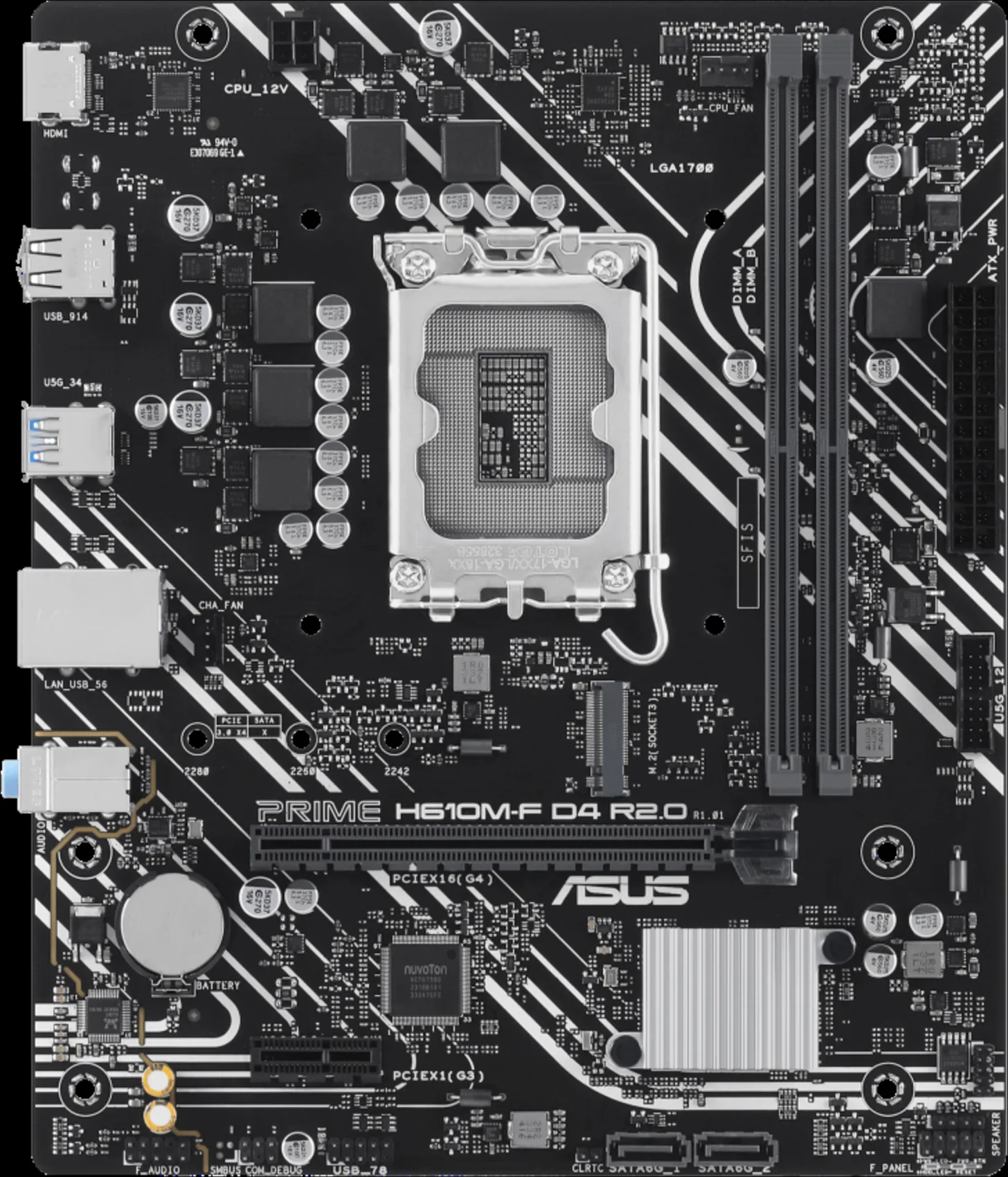 Imagen 1 de Tarjeta madre Asus PRIME H610M-F D4 LGA1700 14°G 2*DDR4 M.2 VGA USB3.2 PS/2 mATX