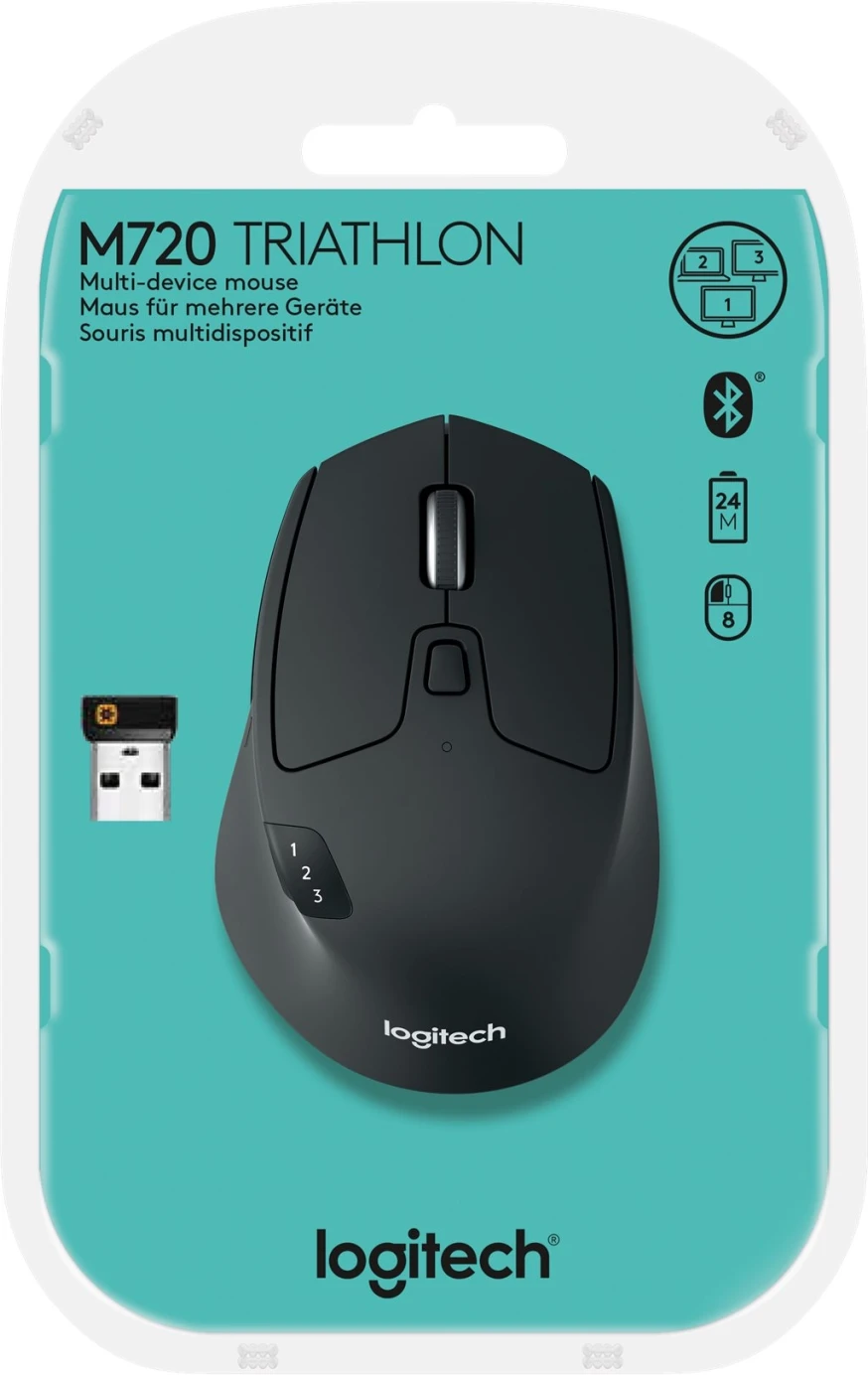 Imagen 3 de Mouse Inalámbrico Logitech Triathlon M720 Óptico 1000dpi 2.4Ghz Bluetooth Negro 
