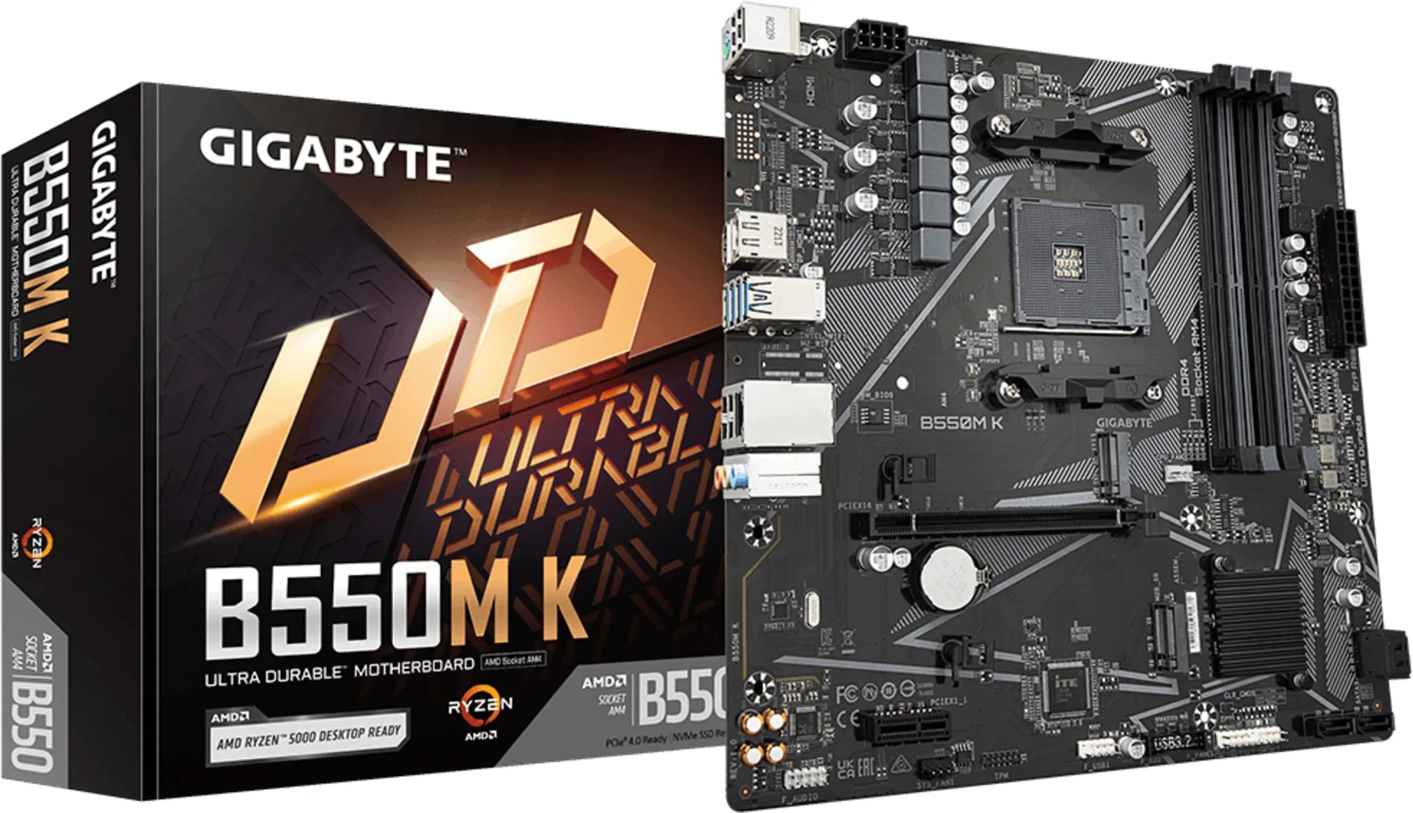 Imagen 0 de Tarjeta Madre Gigabyte B550M K R1.0 AMD Skt AM4 microATX 4*DDR4 2*M.2 DP HDMI 