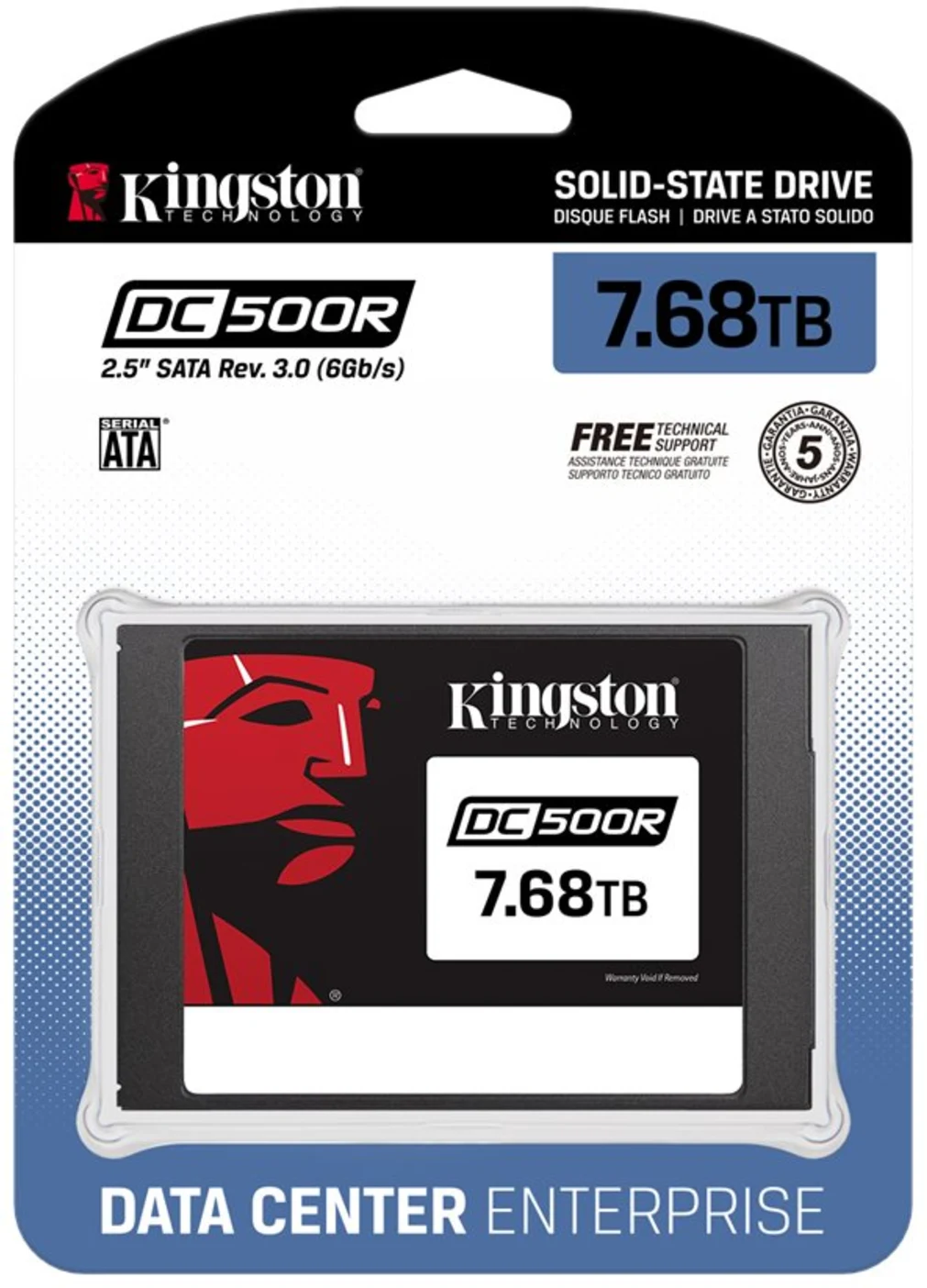 Imagen 0 de Unidad SSD Kingston Data Center DC500R 7.68TB 2.5" 7mm SATA3 Lec545MBs Es490/MBs