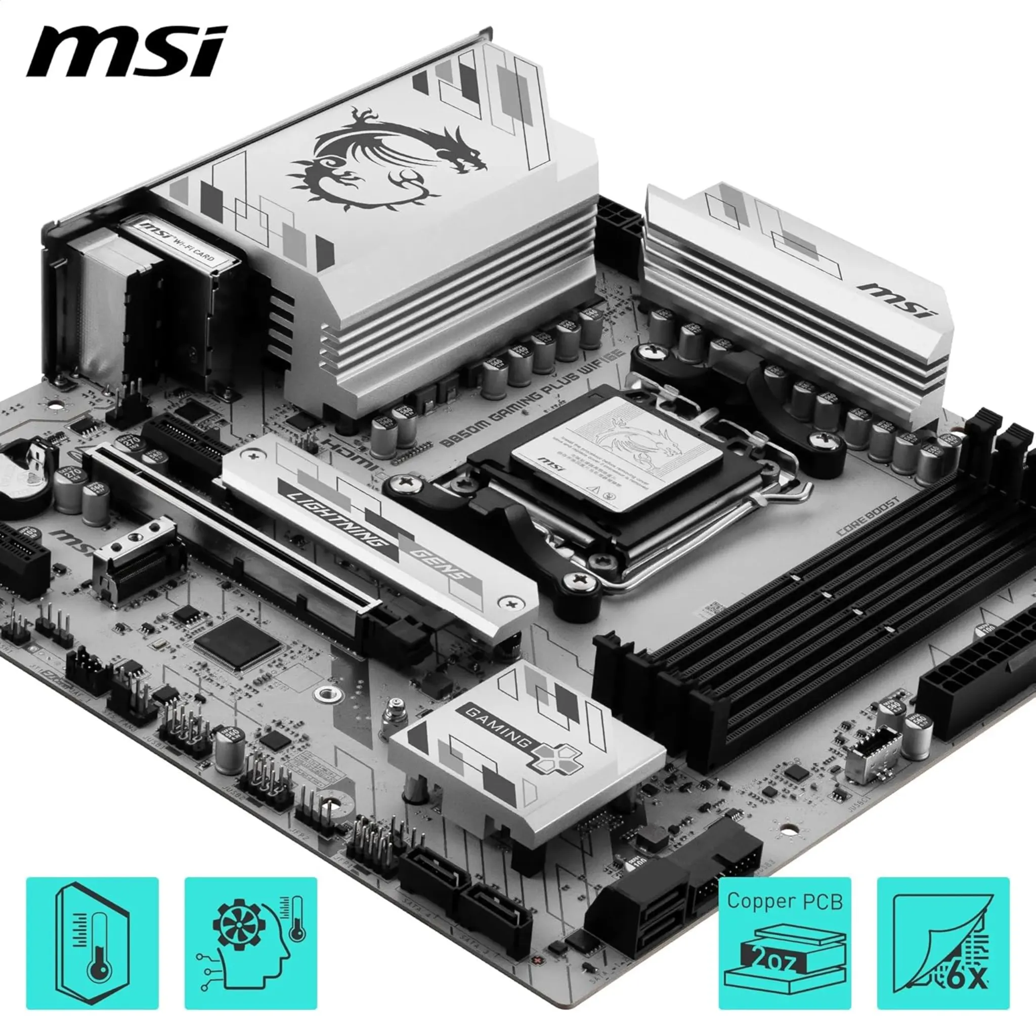 Imagen 3 de Tarjeta Madre MSI B850M GAMING WIFI6E AM5 2*DDR5 LAN 2.5G WIFI6E mATX