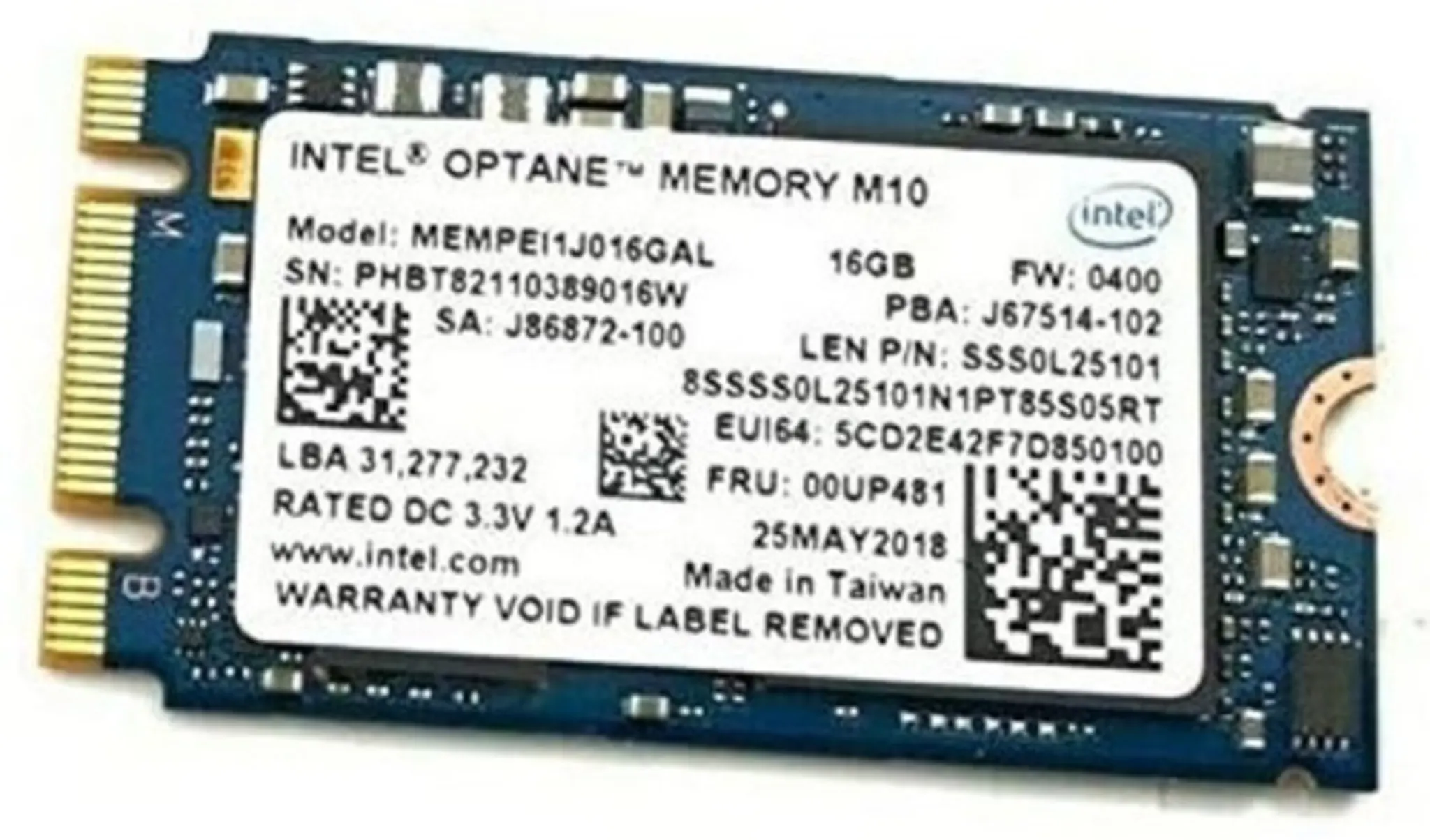 Imagen 0 de Unidad SSD Intel Optane Memory M10 16GB M.2 22*42 PCIe NVMe (SIN EMBALAJE)