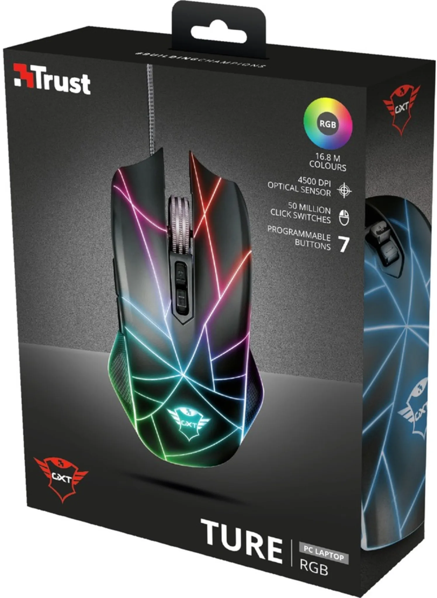 Imagen 11 de Mouse Gamer Alámbrico Trust GXT 160X Ture RGB Óptico 4500dpi cable 1.8m USB Negr