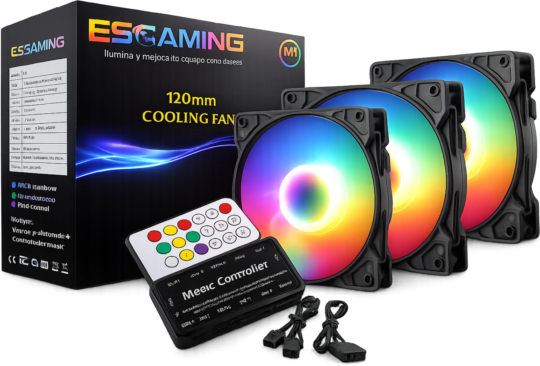 Imagen 0 de VENTILADOR EZ-08 ARGB FAN SET 3 UNIDADES 120MM ARGB CONTROL REMOTO