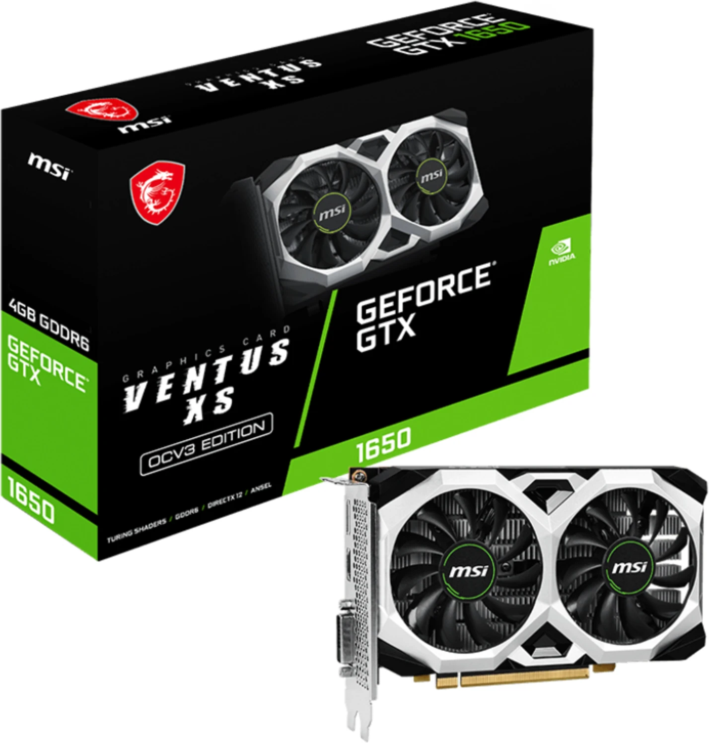 Imagen 0 de Tarjeta de Video MSI GF-GTX 1650 D6 VENTUS XS OCV3 4GB GDDR6 PCIex16 DP HDMI DVI