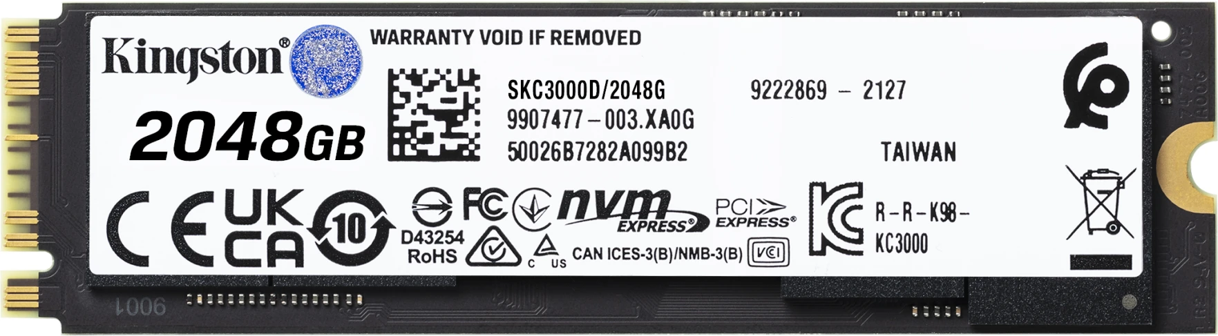 Imagen 1 de Unidad SSD Kingston KC3000 2TB M.2 22*80 PCIe 4x4 NVMe Lec 7000MB/s Esc 7000MB/s