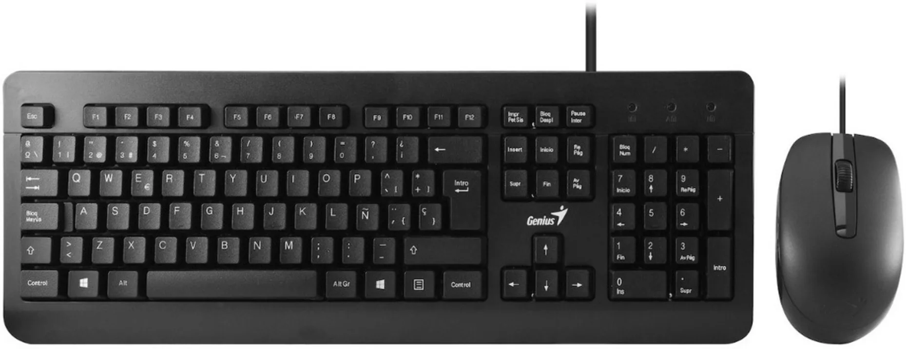 Imagen 1 de Kit Teclado Mouse Alámbrico Genius KM-160 Interfaz USB Español Color Negro 