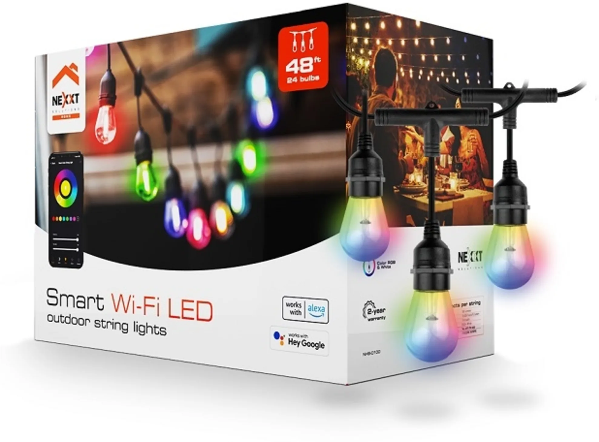 Imagen 0 de Guirnalda de luces Smart Nexxt NHB-O100, RGB 24 Ampolletas 48ft Smart Home