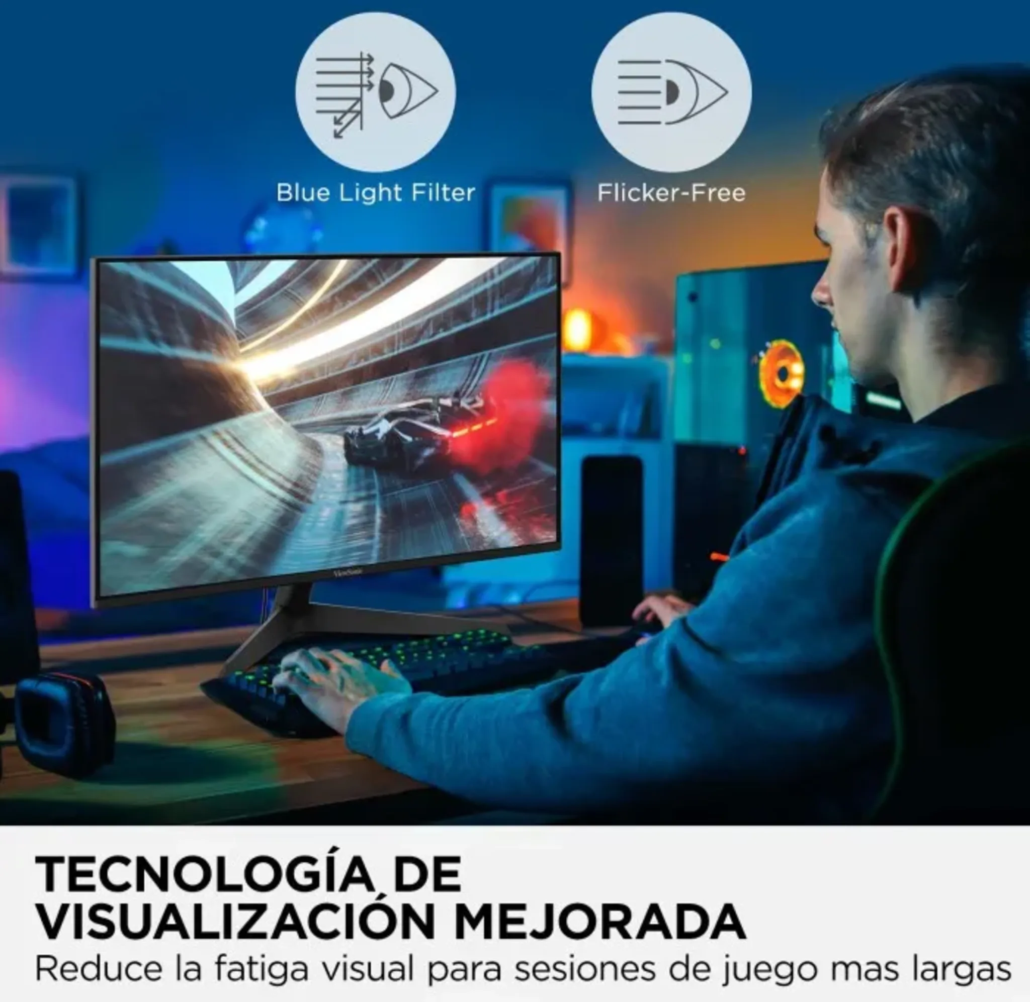 Imagen 8 de Monitor Gamer Viewsonic VX2429 24" FHD 1920*1080 IPS HDMI DP 200Hz 1ms FreeSync