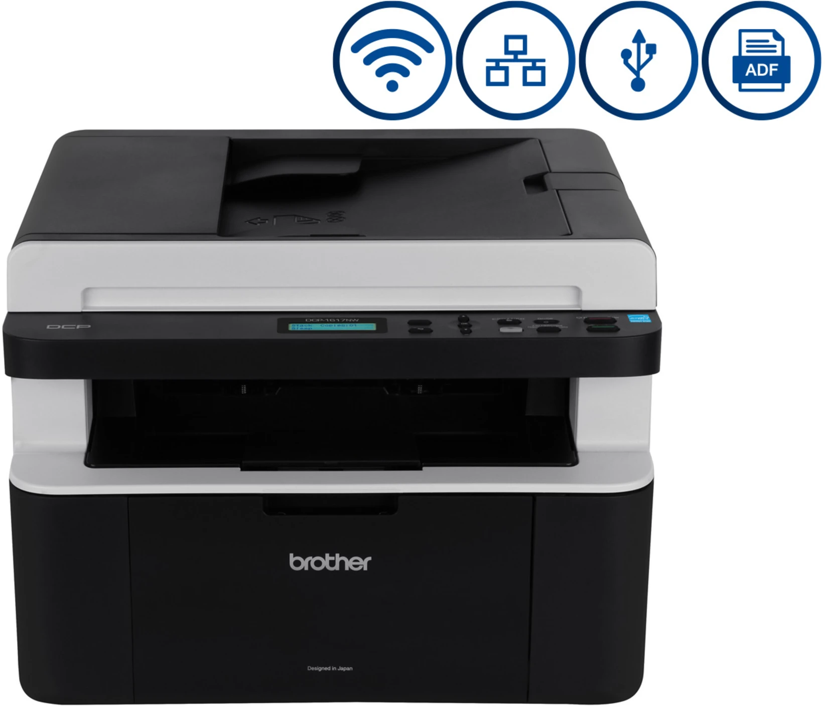 Imagen 0 de Impresora Multifunción Brother DCP-1617NW Láser Monocromatica USB LAN Inalámbr.