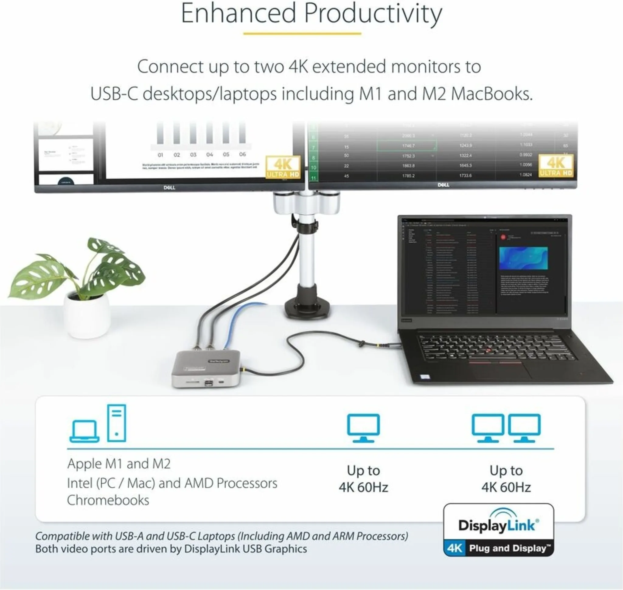 Imagen 9 de Docking Station StarTech USB-C a 2*HDMI 4K 60Hz, LAN SD/MMC USB-A 2*USB-C
