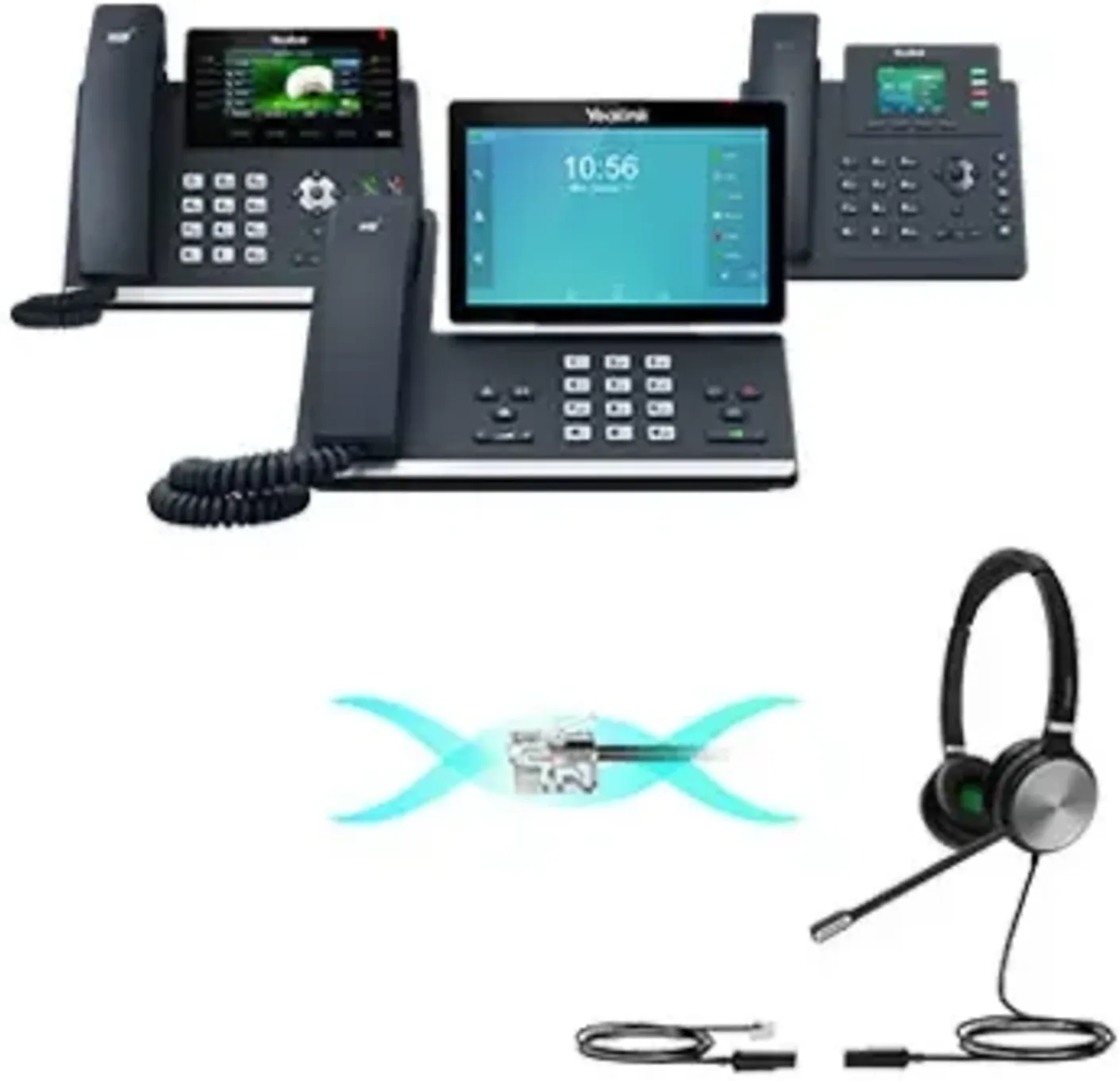 Imagen 1 de Cintillo monoaural YEALINK, cableado con conector RJ9 y QD, cancelacion de ruido