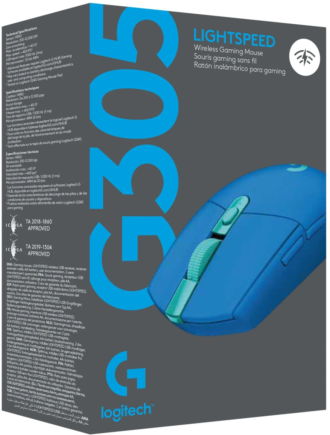 Imagen 6 de Mouse Inalámbrico Gamer Logitech G305 lighspeed sensor HERO USB azul