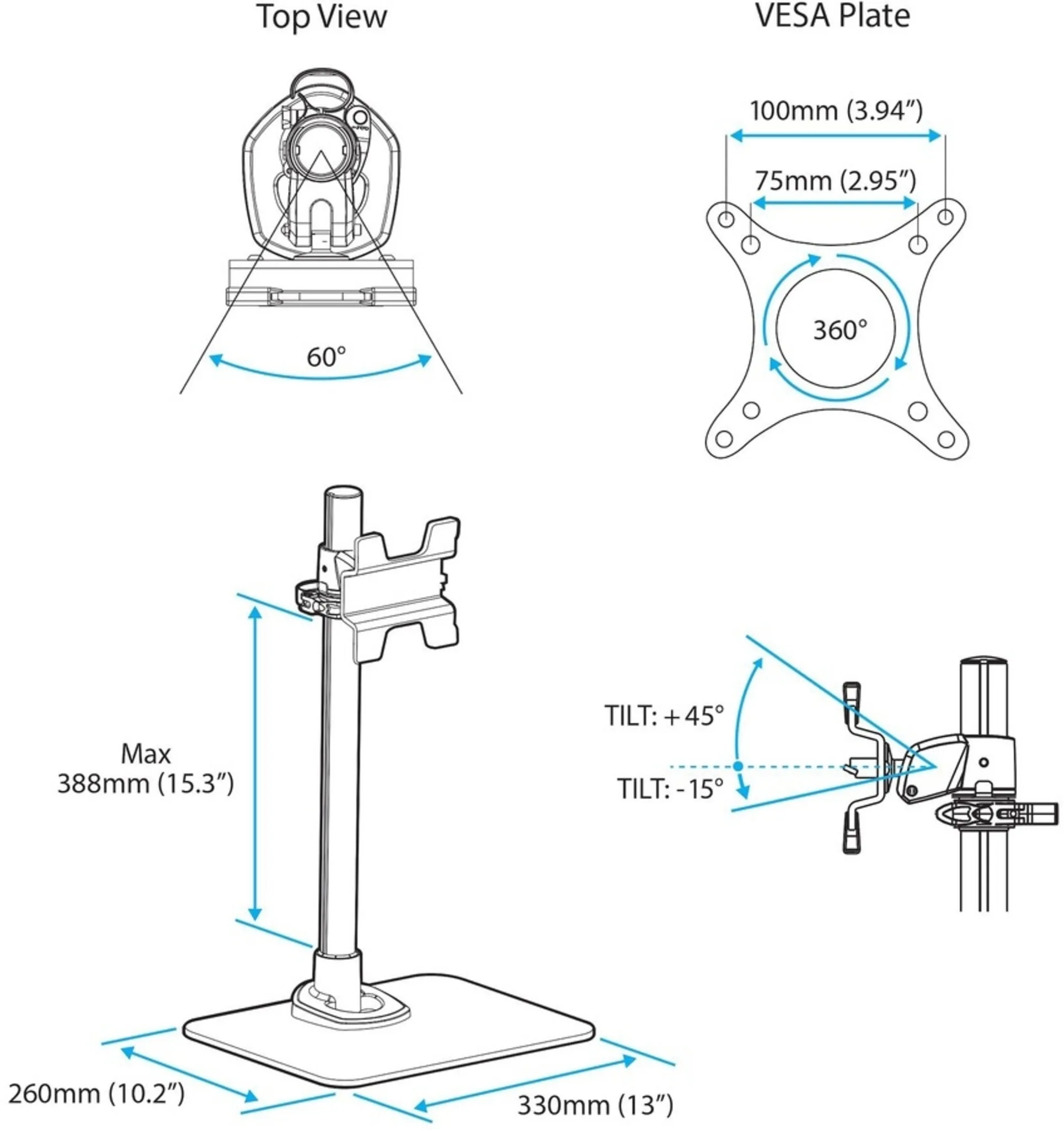 Imagen 4 de Soporte de Escritorio c/Base para 1 Monitor hasta 34" 14kg Ajst altura Rota/Incl
