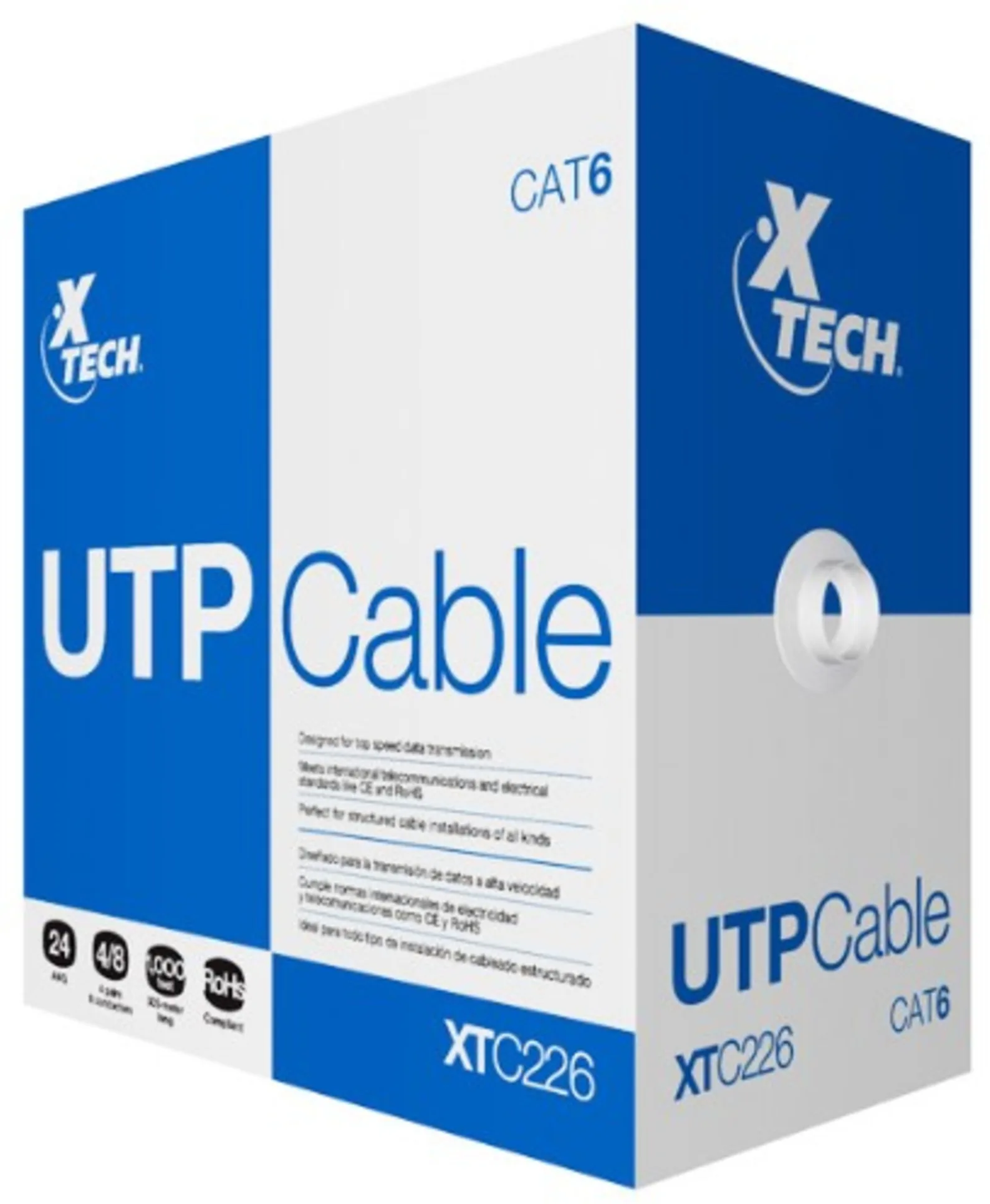 Imagen 1 de Cable de Red XTech CAT6 UTP 24AWG 305mts Color GRIS