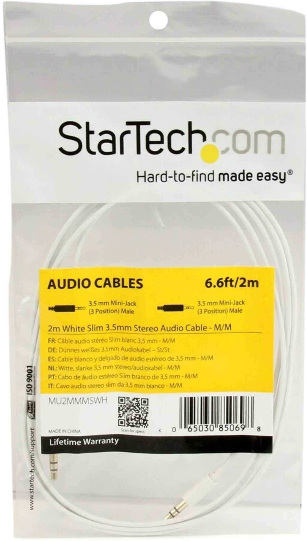 Imagen 3 de Cable de Audio Stereo Jack 3.5mm M/M 2mts p/iPod Otros Color Blanco - StarTech