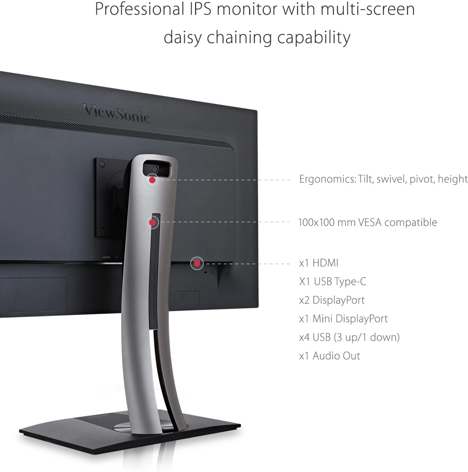 Imagen 6 de Monitor Viewsonic VP2771 27" WQHD IPS USB DisplayPort Mini DisplayPort HDMI 5ms