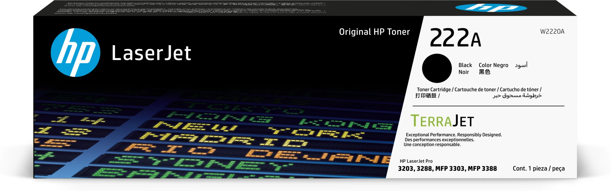 Imagen 1 de Toner HP LaserJet 222A NEGRO, para LJ 3201-3204, 3288, 3303, 3388, 1300 Páginas