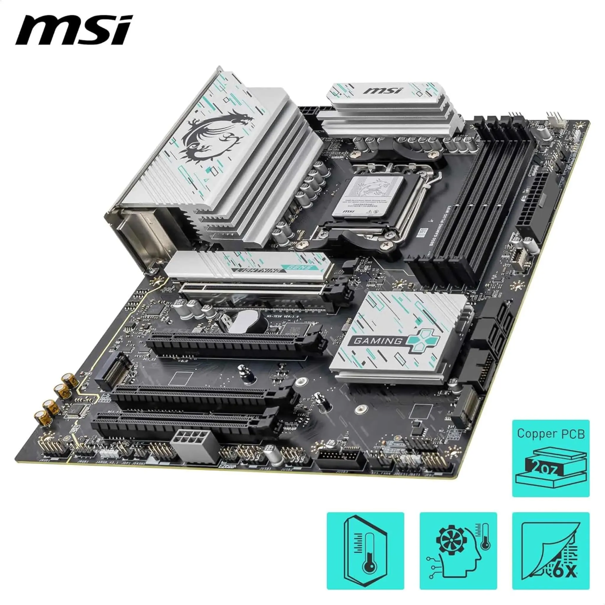 Imagen 3 de Tarjeta Madre MSI B850 GAMING PLUS WIFI Socket AM5 4*DRR5 DP 4*PCIe3*M2 WIFI 7