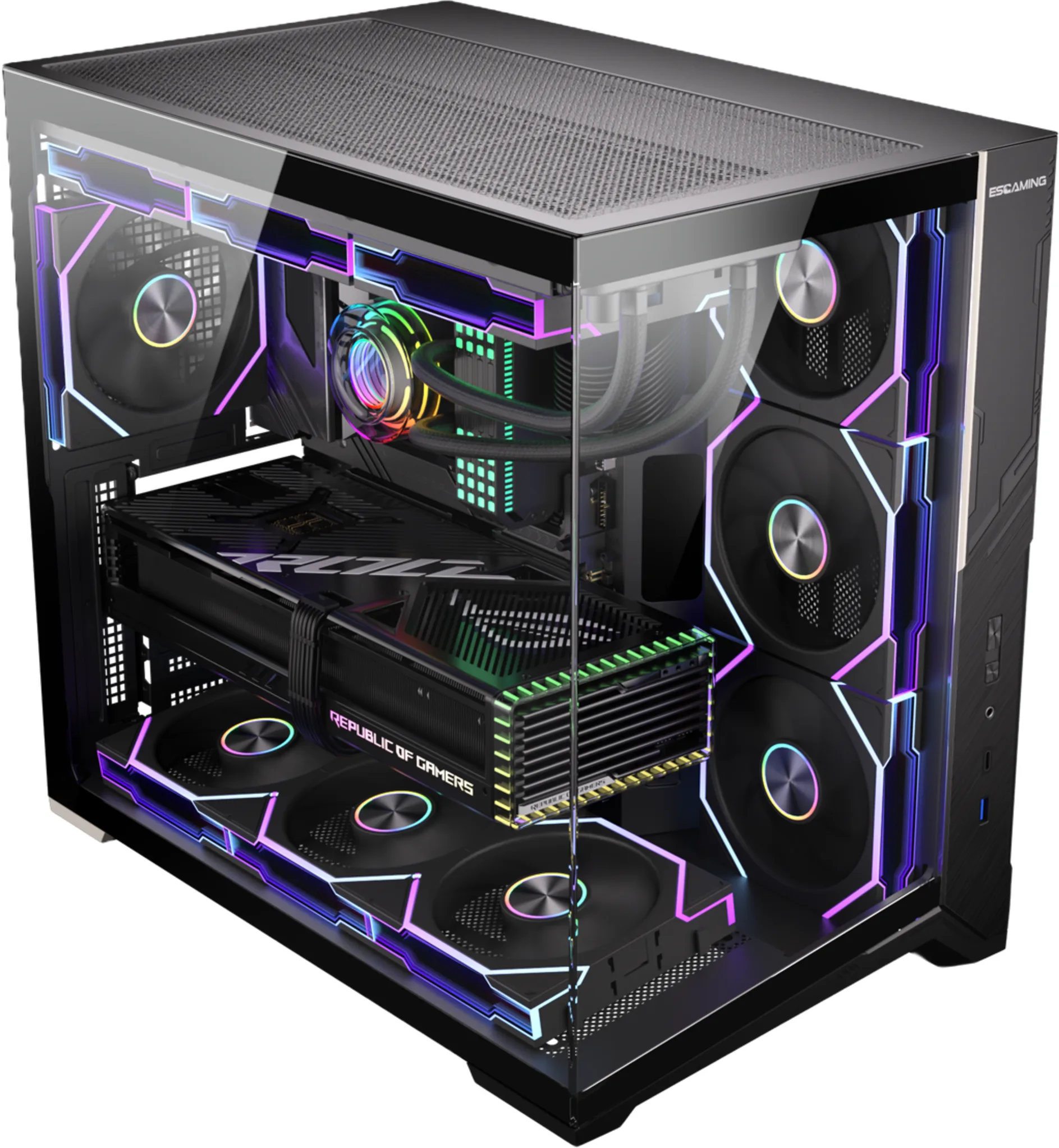 Imagen 1 de Gabinete Gamer ZERO MAX F8 270deg Vidrio Templado | ATX / Micro ATX | 7 Ventilad