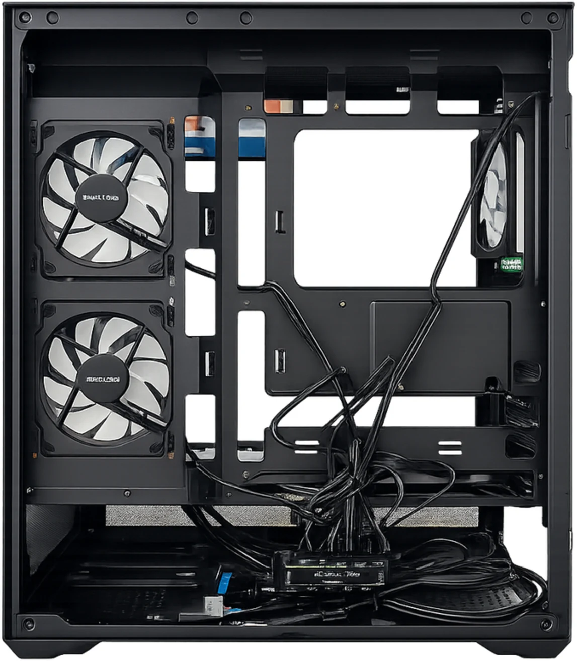 Imagen 2 de GABINETE GAMER BK01 BLACK ARGB (6 FAN) 2 FAN MB/ 3 FAN ABAJO, 1 FAN TRASERO S/ FUENTE