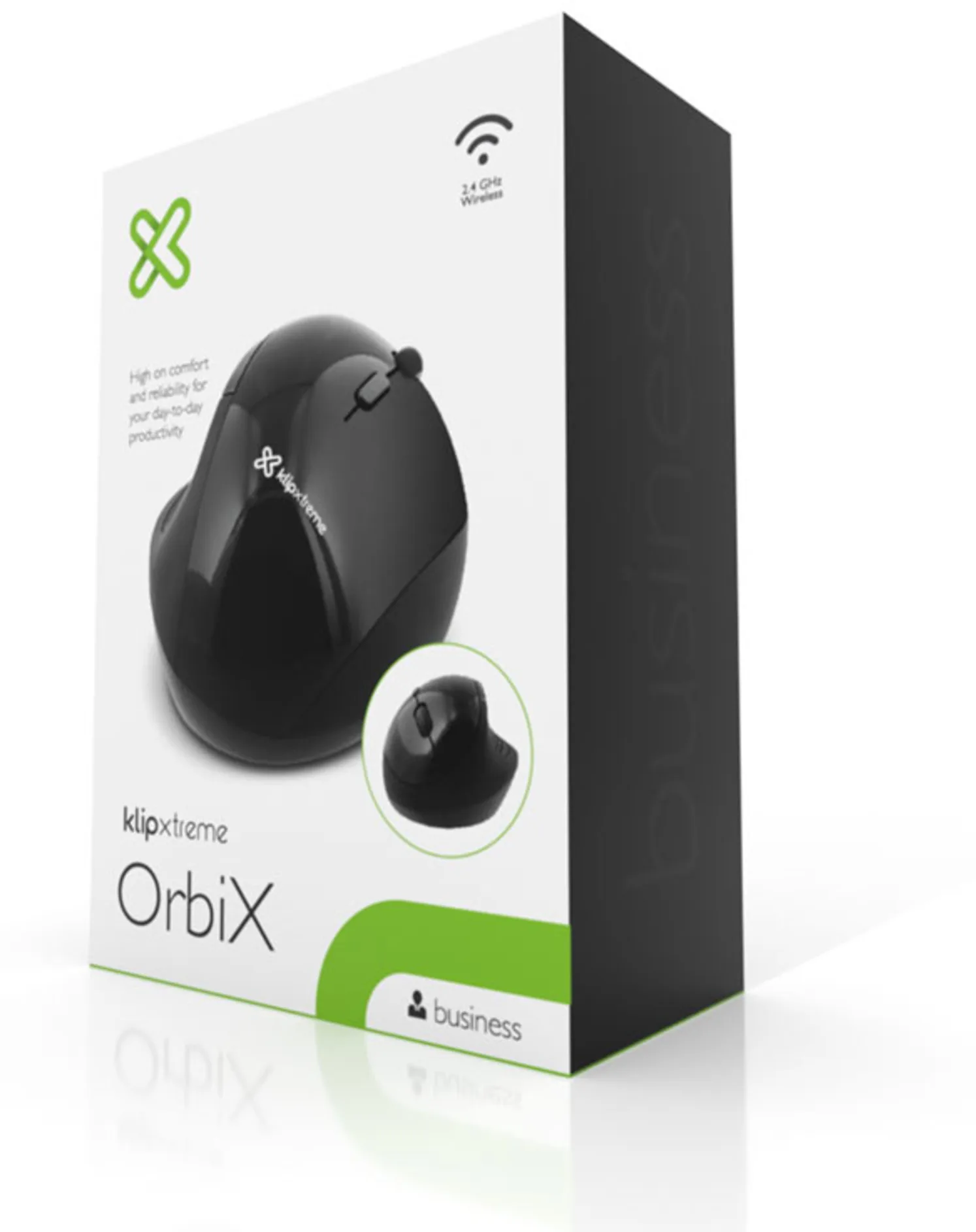 Imagen 5 de Mouse Ergonómico Inalámbrico KlipX KMW-5 Óptico 1600DPI 6 Btns Semi Vert. Negro