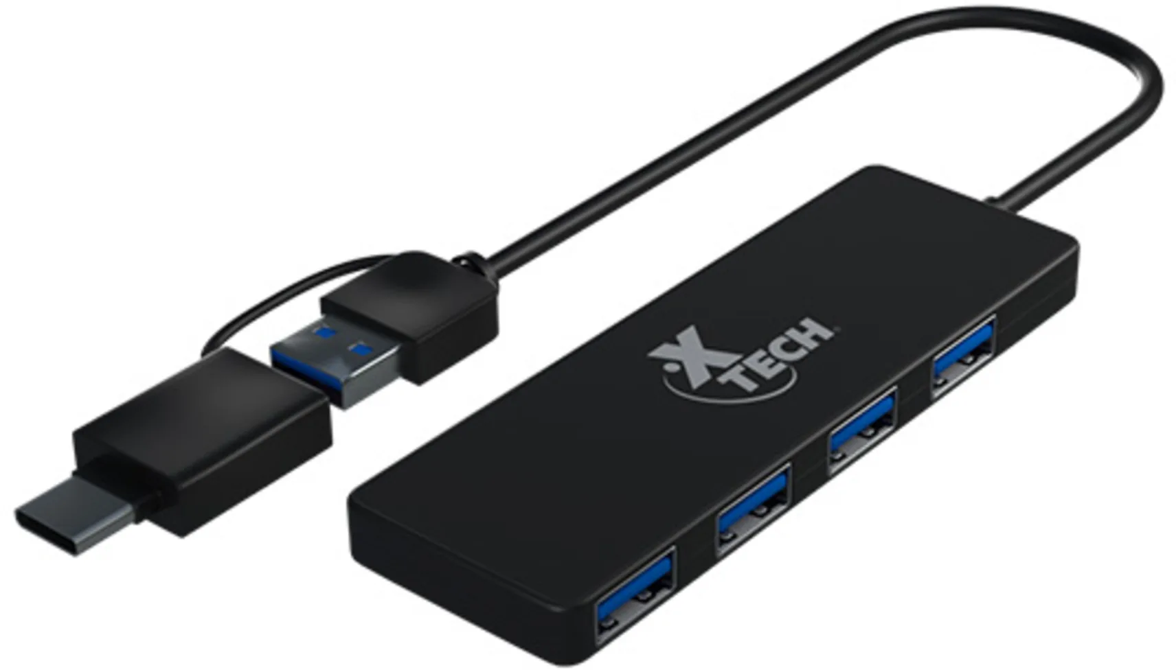 Imagen 0 de HUB USB XTech XTC-390 c/adpatador USB Tipo-C y USB-A, 4 Puertos USB 3.0