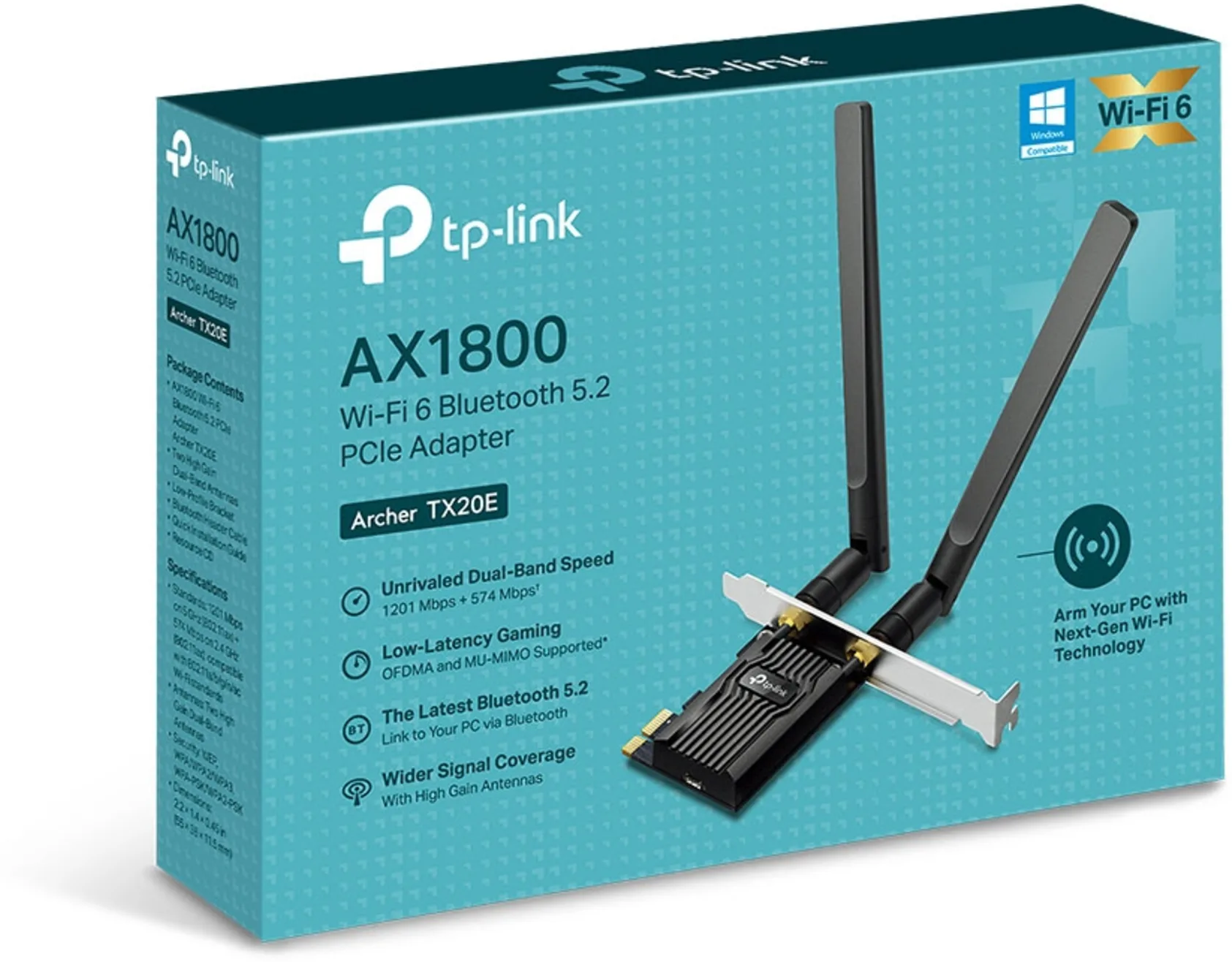 Imagen 1 de Tarjeta de Red TP-Link Archer TX20E V2 PCIe 802.11ax, Bluetooth 5.2 WIFI6 LowPro