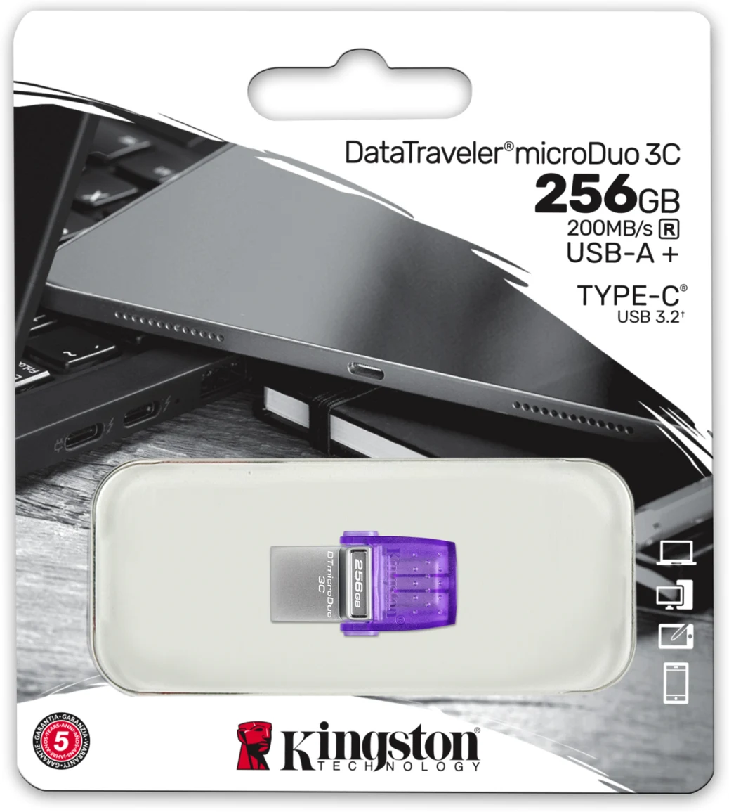 Imagen 4 de Pendrive 256GB Kingston DataTraveler microDuo 3C dual USB-A/USB-C Lec200MB/s