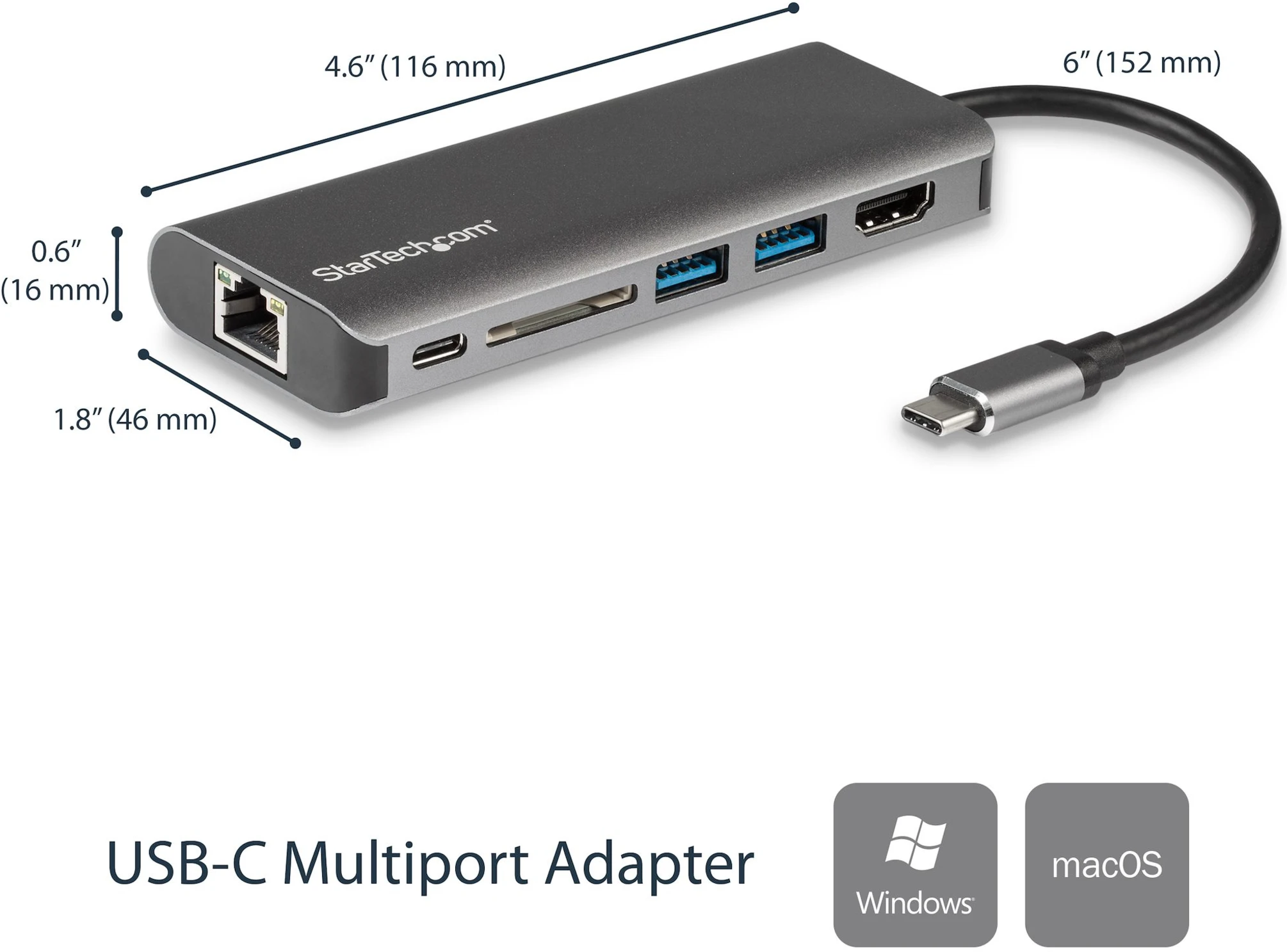 Imagen 1 de Docking Station StarTech Host USB-C, HDMI 4K LAN 2*USB 3.0 Thunderbolt Lector SD