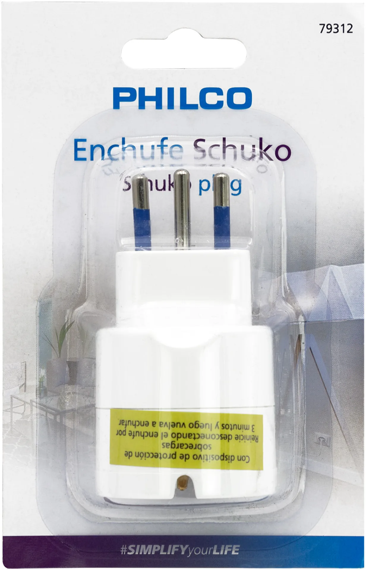 Imagen 1 de ADAPTADOR SCHUKO 2P+T 10A 250V 1500W BLANCO