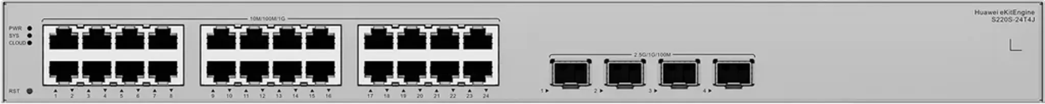 Imagen 0 de S220S-24T4J. Switch Huawei eKit 24 puertos 10/100/1000Base-T 4 Puertos 2.5GE SFP capacidad de conmutación de 68 Gbit/s capacidad de reenvió de paquetes de 51 Mpps