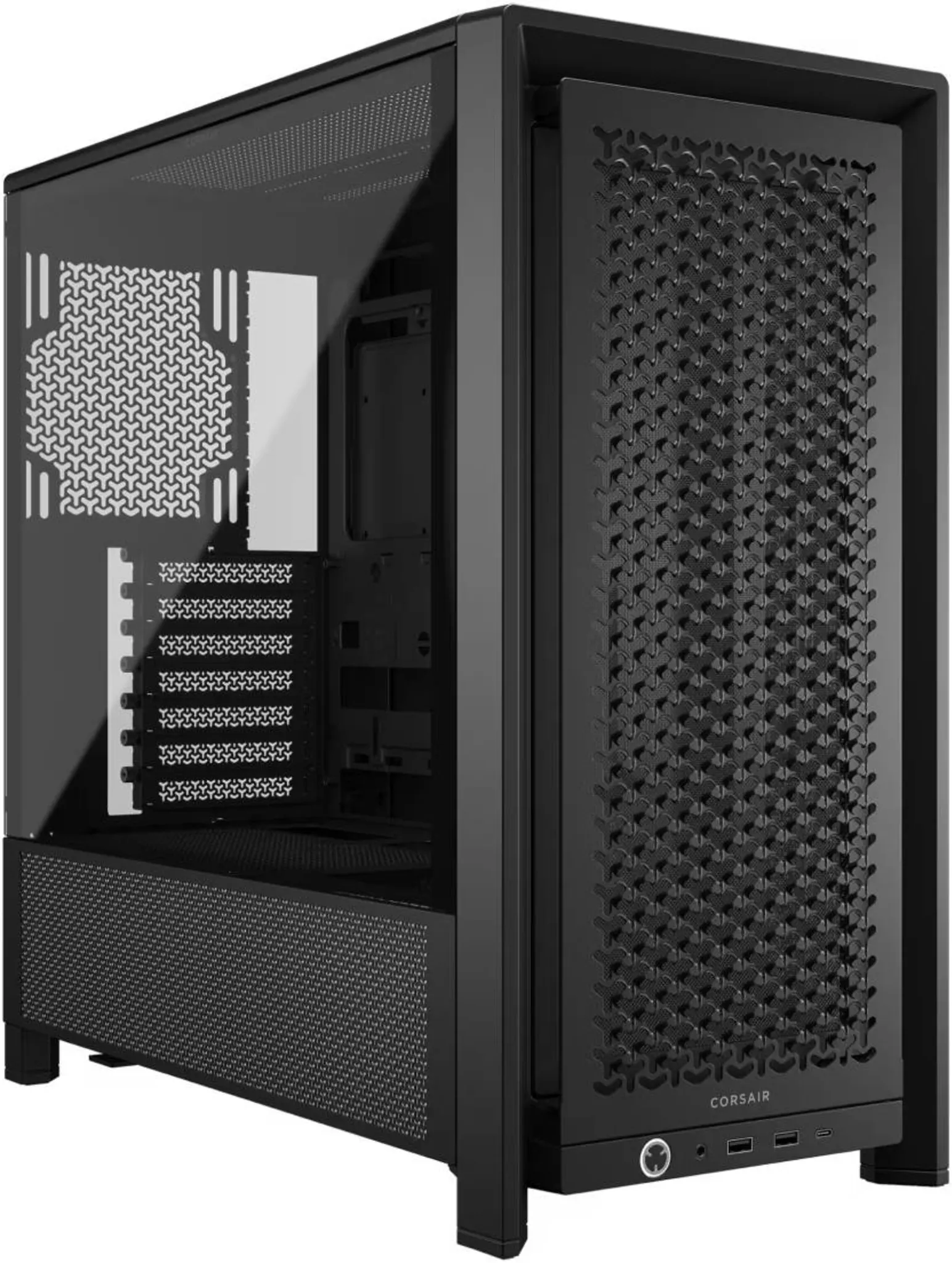 Imagen 0 de Gabinete Corsair 4000D Frame, Mid Tower Vid.Templ. USB-C 2*USB3.2 ATX Negro