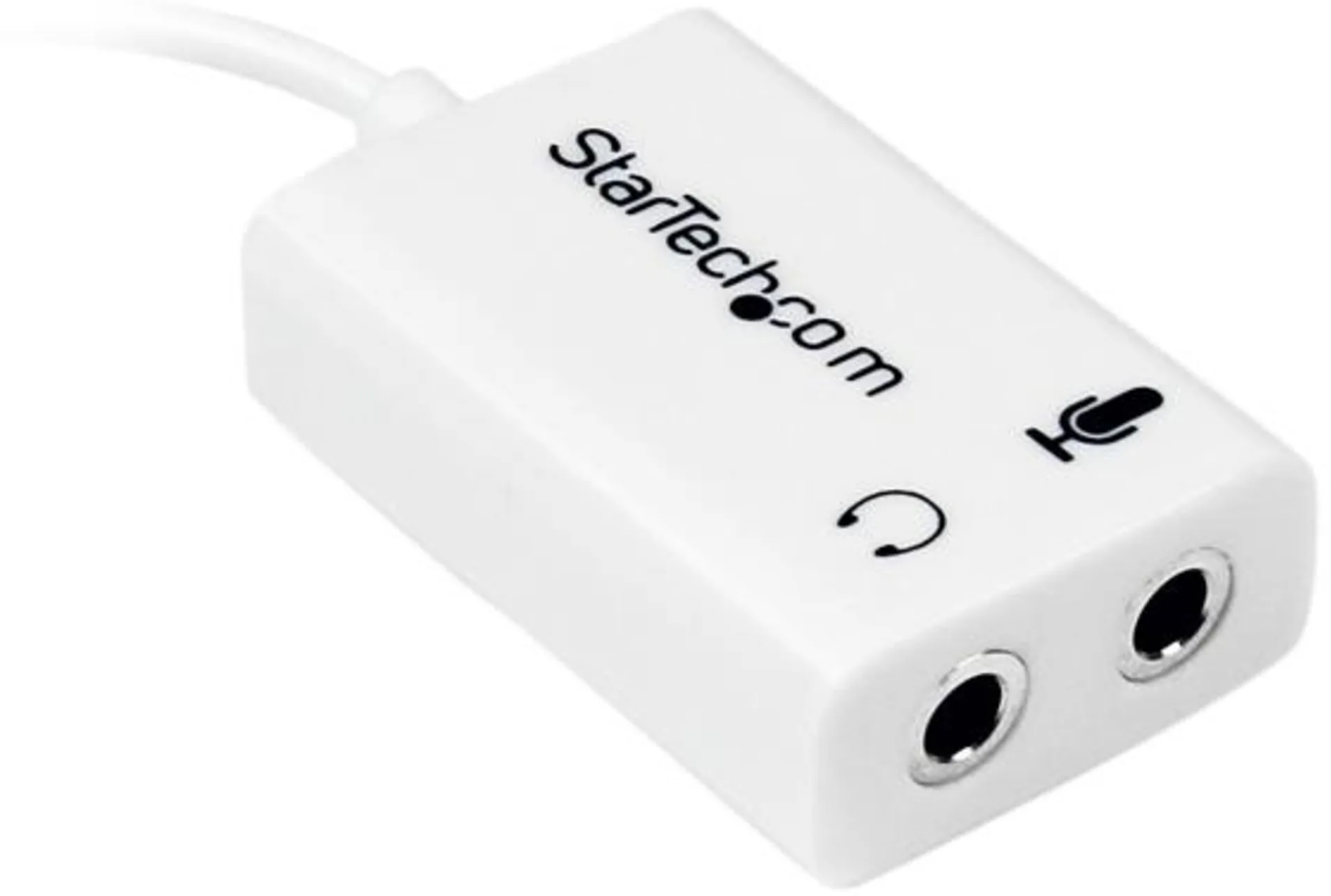 Imagen 1 de Adaptador de Audio StarTech Mini Jack 4 pin Macho a 2x 3 pin Hembra Jack/Mic