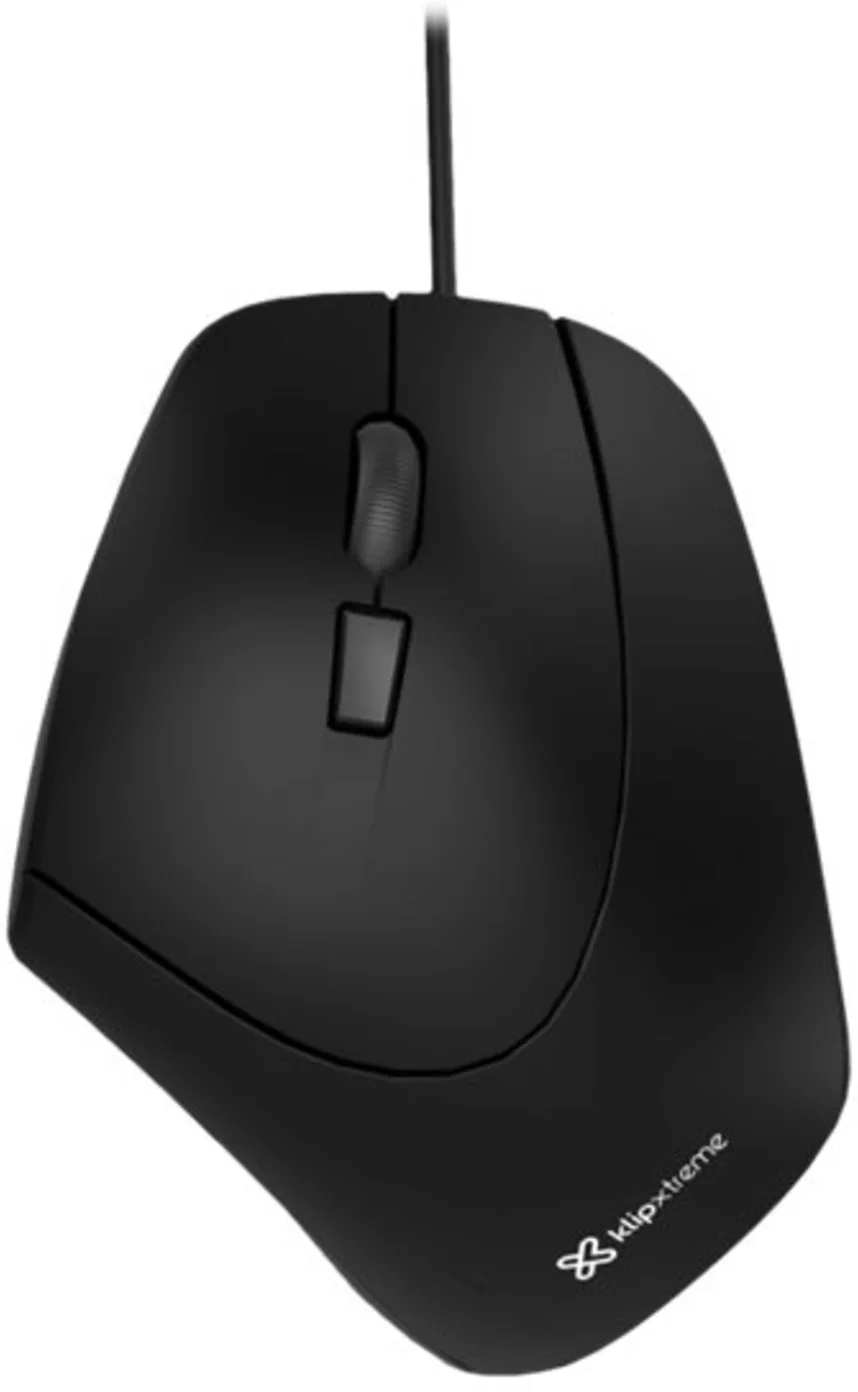 Imagen 5 de Mouse Ergonómico Alámbrico KlipX KMO-506 Óptico 1600dpi 6 Botones USB Negro