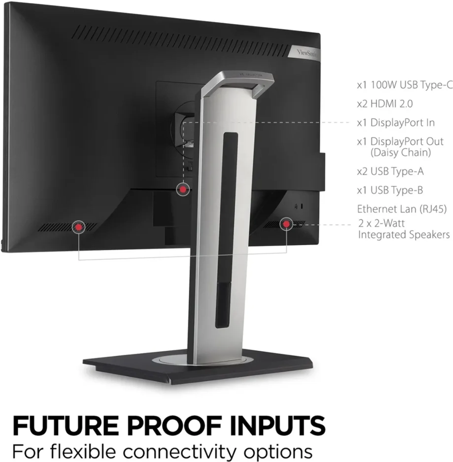 Imagen 6 de Monitor Viewsonic VG2756A-2K 27" QHD 2560*1440 IPS LAN DP HDMI USB-A USB-B USB-C