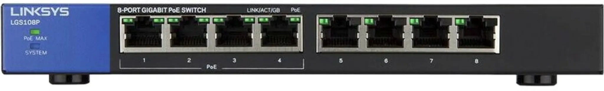 Imagen 3 de Switch Linksys SMB LGS108P No Admin. 8 puertos Gigabit (4 PoE+) 