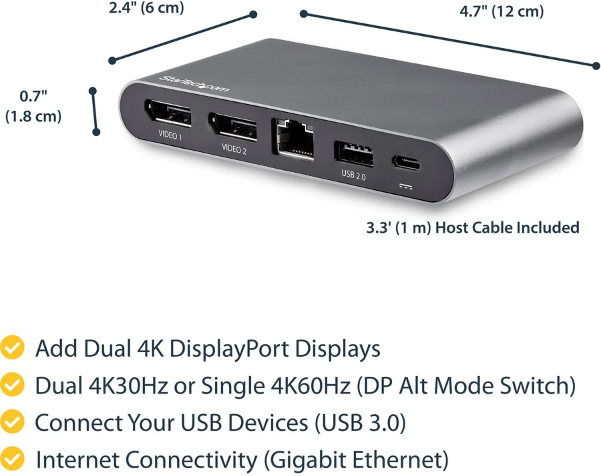 Imagen 7 de Docking Station StarTech Host USB-C, 4K 2*DP USB2.0 USB-A3.0 USB-C LAN p/2 Monit