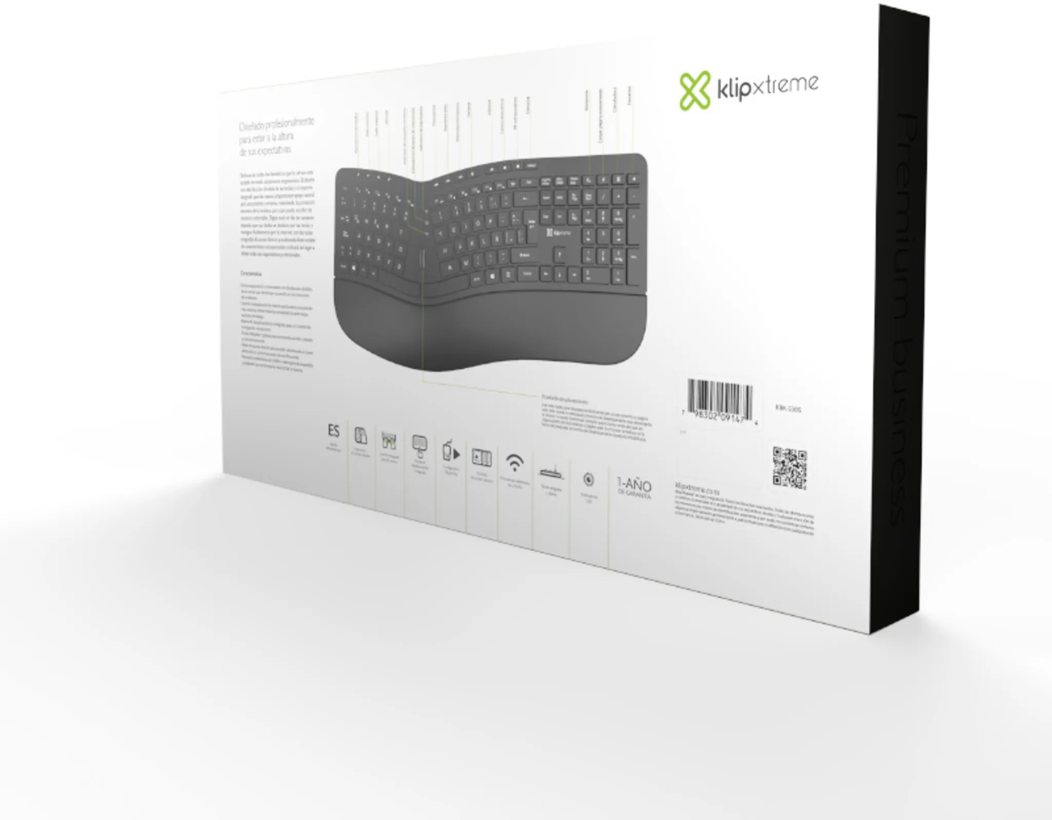 Imagen 6 de Teclado Inalámbrico Ergonómico KlipX KBK-530S Wireless 2.4GHz Español Negro