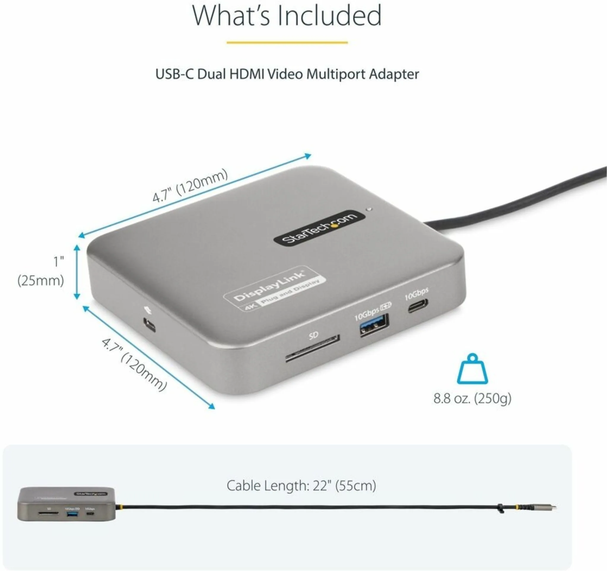 Imagen 12 de Docking Station StarTech USB-C a 2*HDMI 4K 60Hz, LAN SD/MMC USB-A 2*USB-C
