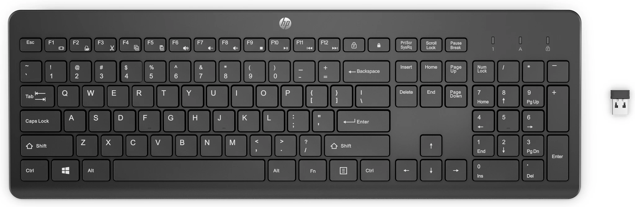 Imagen 0 de Teclado Inalámbrico HP 230, Tradicional QWERTY+Numérico Español USB Color Negro (Nuevo, Caja Abierta)