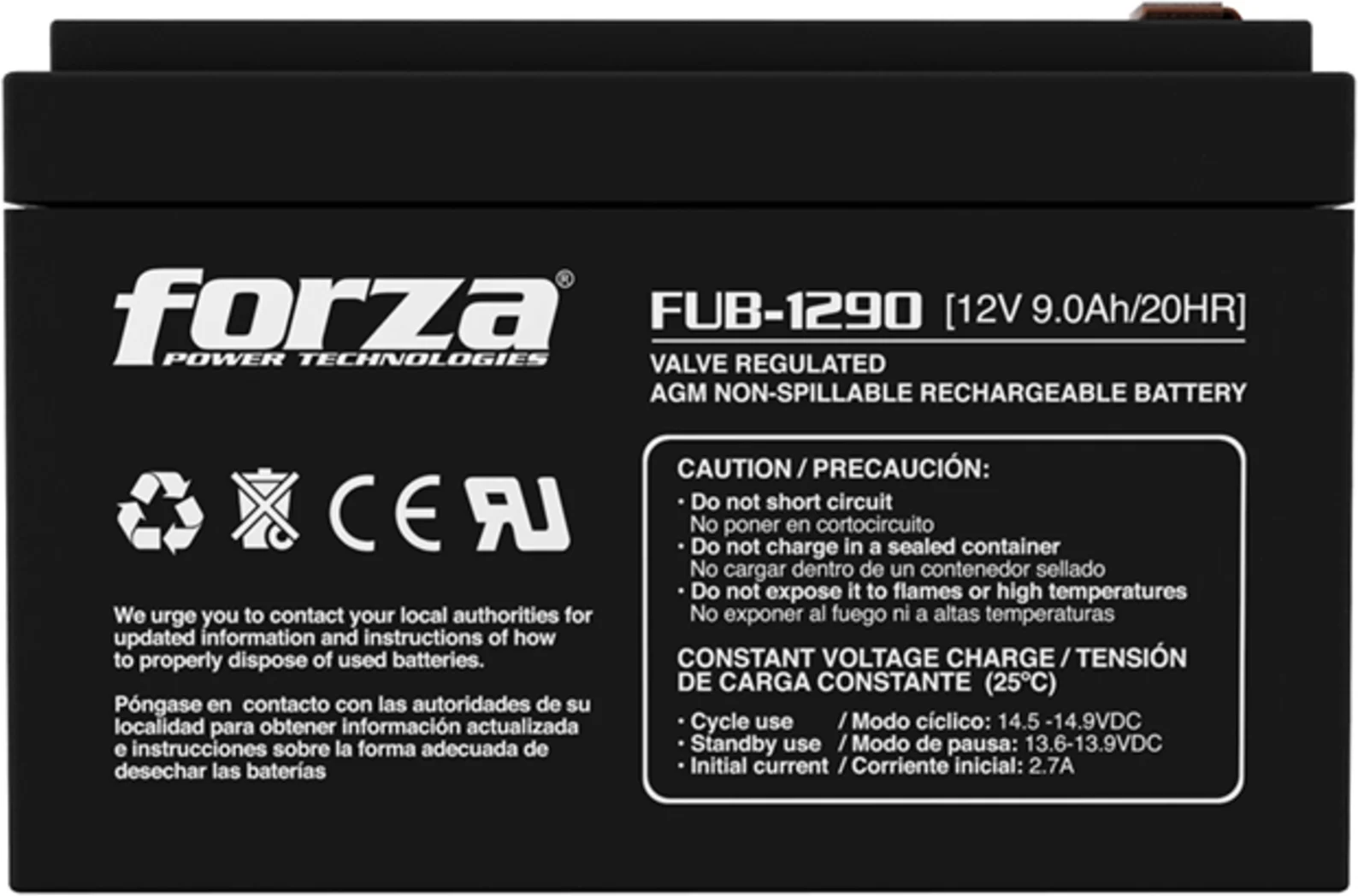 Imagen 0 de Bateria para UPS Forza  FUB-1290 12V 9.0A