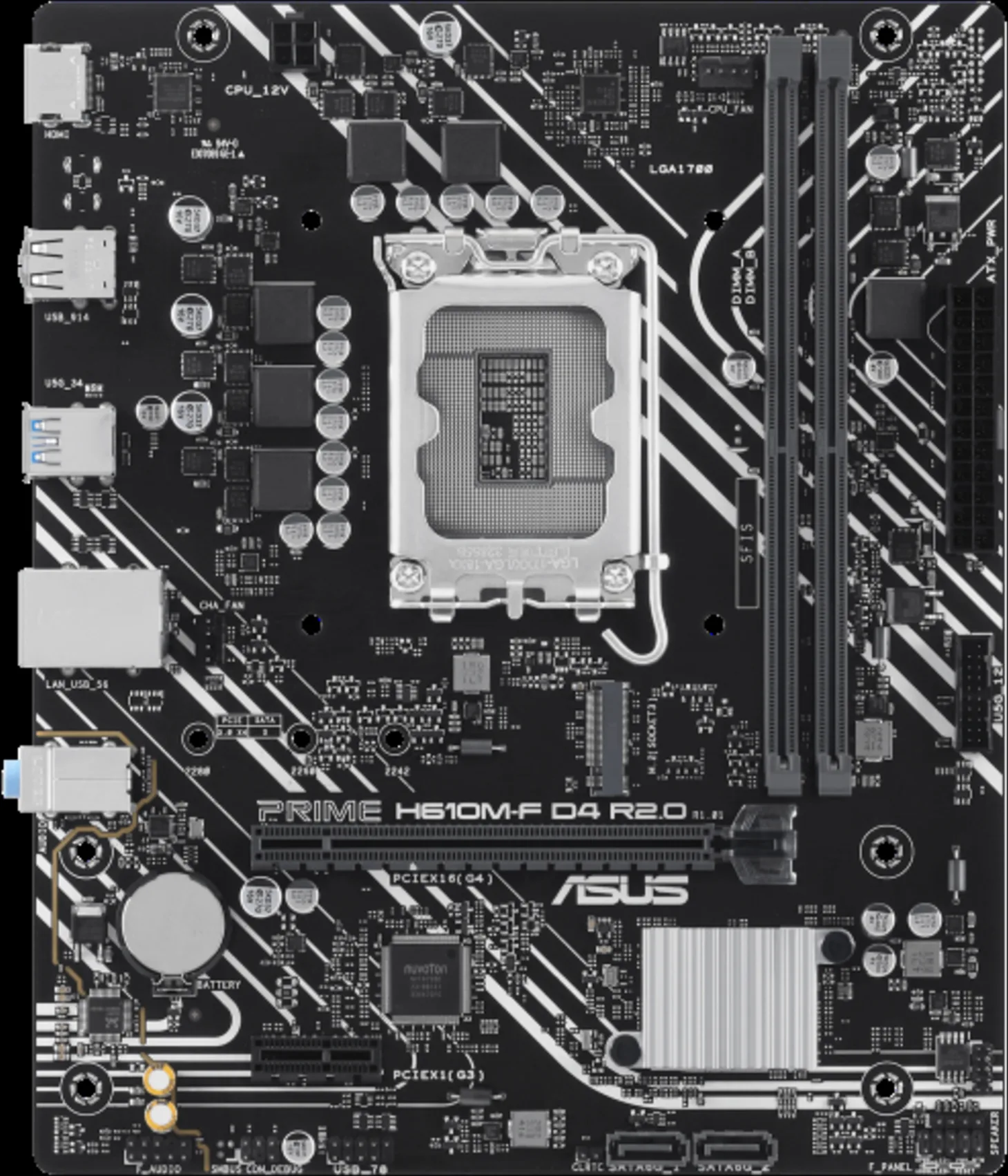 Imagen 0 de Tarjeta madre Asus PRIME H610M-F D4 LGA1700 14°G 2*DDR4 M.2 VGA USB3.2 PS/2 mATX