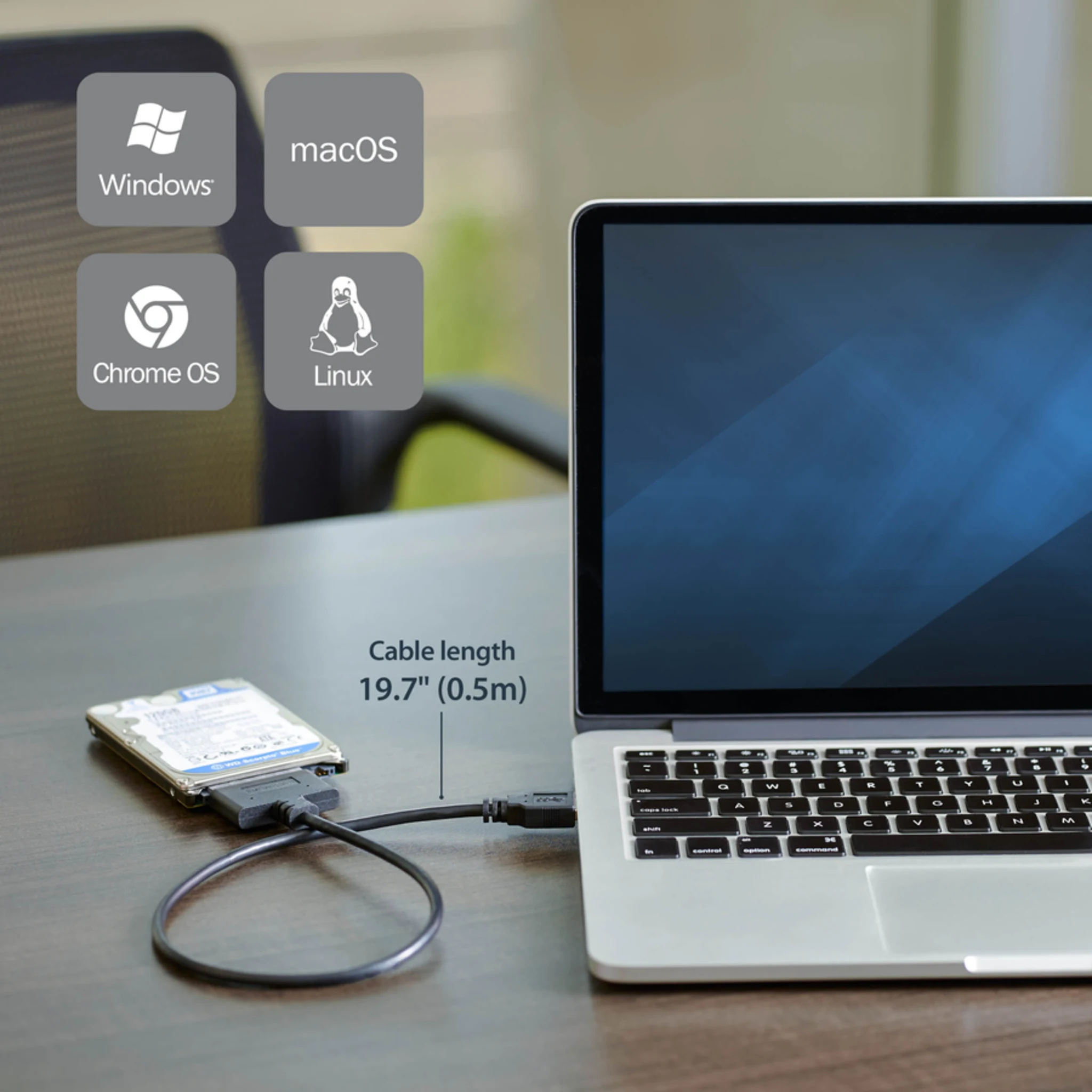 Imagen 11 de Adaptador StarTech USB3S2SAT3CB, Cable USB 3.0 a HDD 2.5" SATA III 0.5m