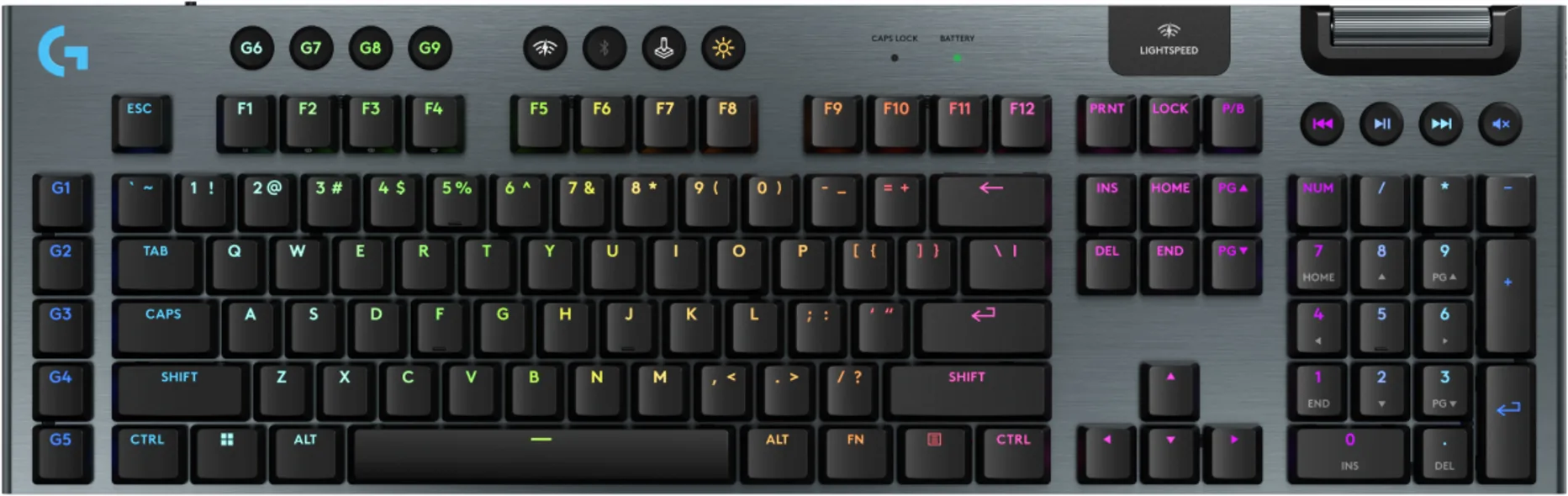 Imagen 0 de Teclado Gamer Inalámbrico Logitech G915 X LightSpeed RGB Inglés USB RF Bt Black