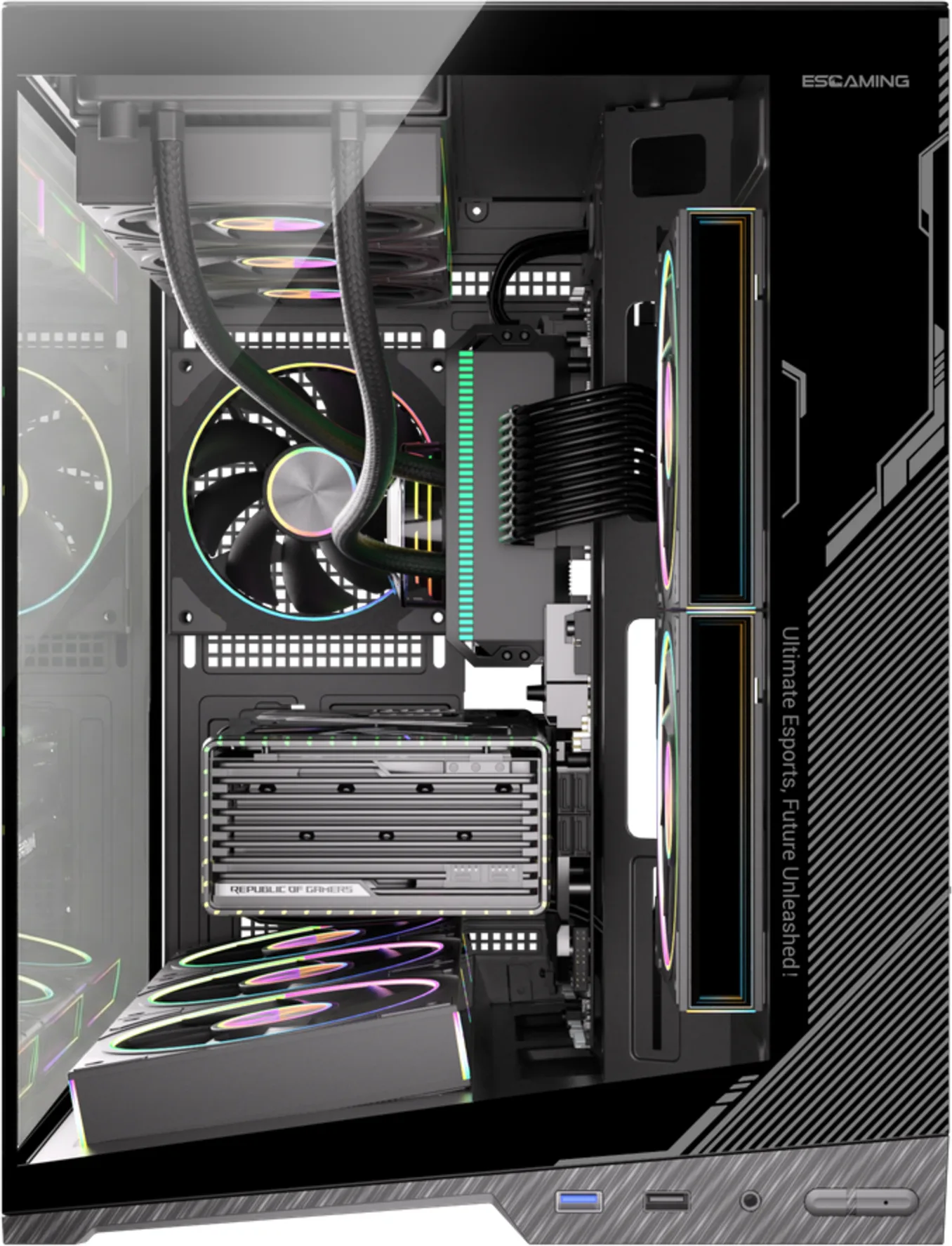 Imagen 3 de Gabinete Gamer ZERO Vidrio Templado | Micro ATX / ITX | Soporte 6 Ventiladores + Controladora | USB 3.0 x2 + Audio | Flujo de Aire 10