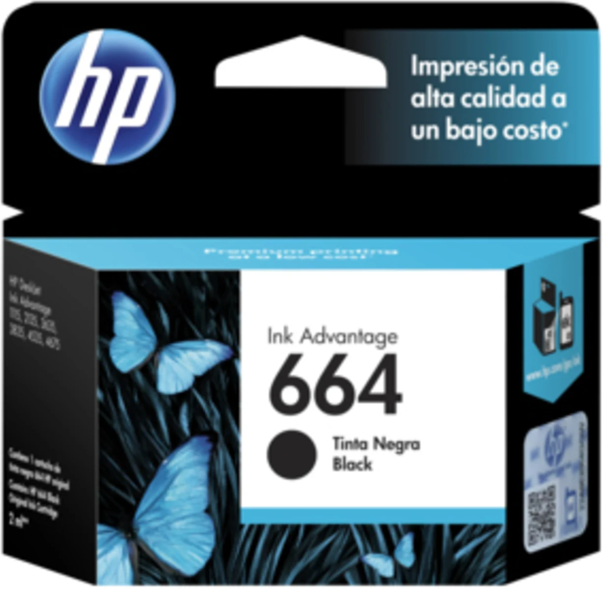 Imagen 4 de Cartridge HP 664 Negro Tinta para Deskjet IA 1115/2135/3635/3775, 120Pág 2ml 