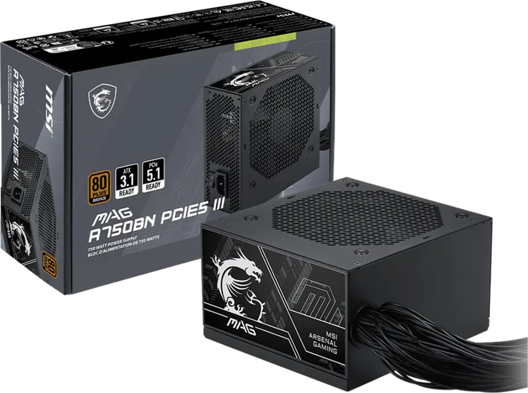 Imagen 4 de Fuente de Poder MAG A750BN PCIE5 III 750W 80Plus Bronze No Modul Active PFC ATX