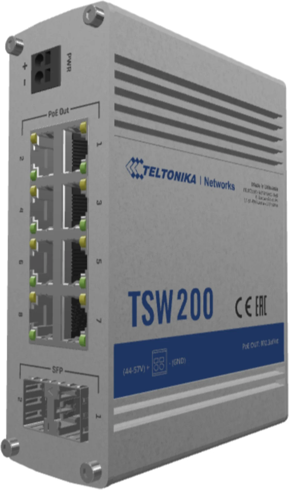 Imagen 2 de Switch Industrial Teltonika TSW200, 8xLAN, PoE1-8 10/100/1000Mbps, 2xSFP