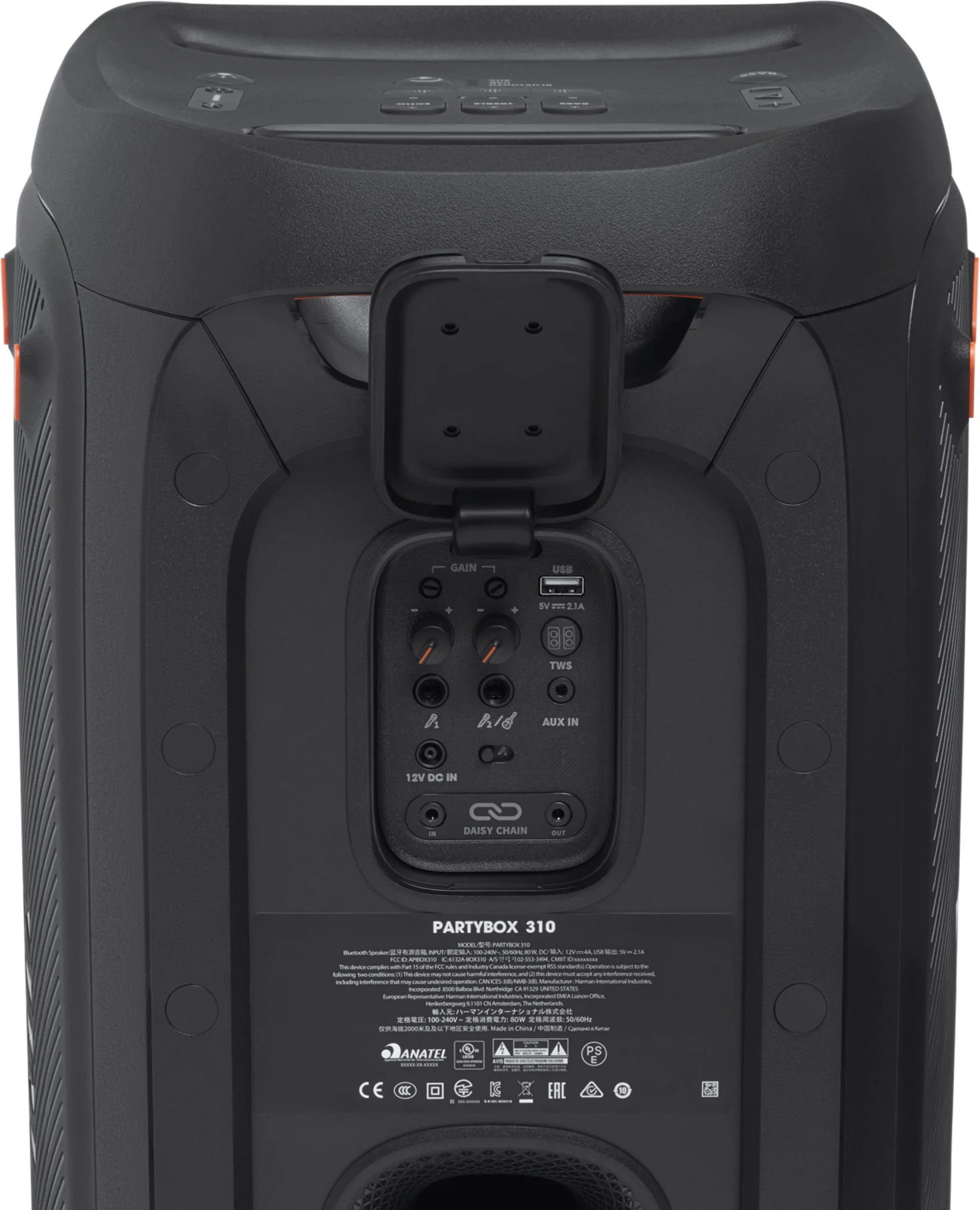 Imagen 6 de Parlante JBL Partybox 310, Bluetooth 240Vatios 2 vias Color Negro 
